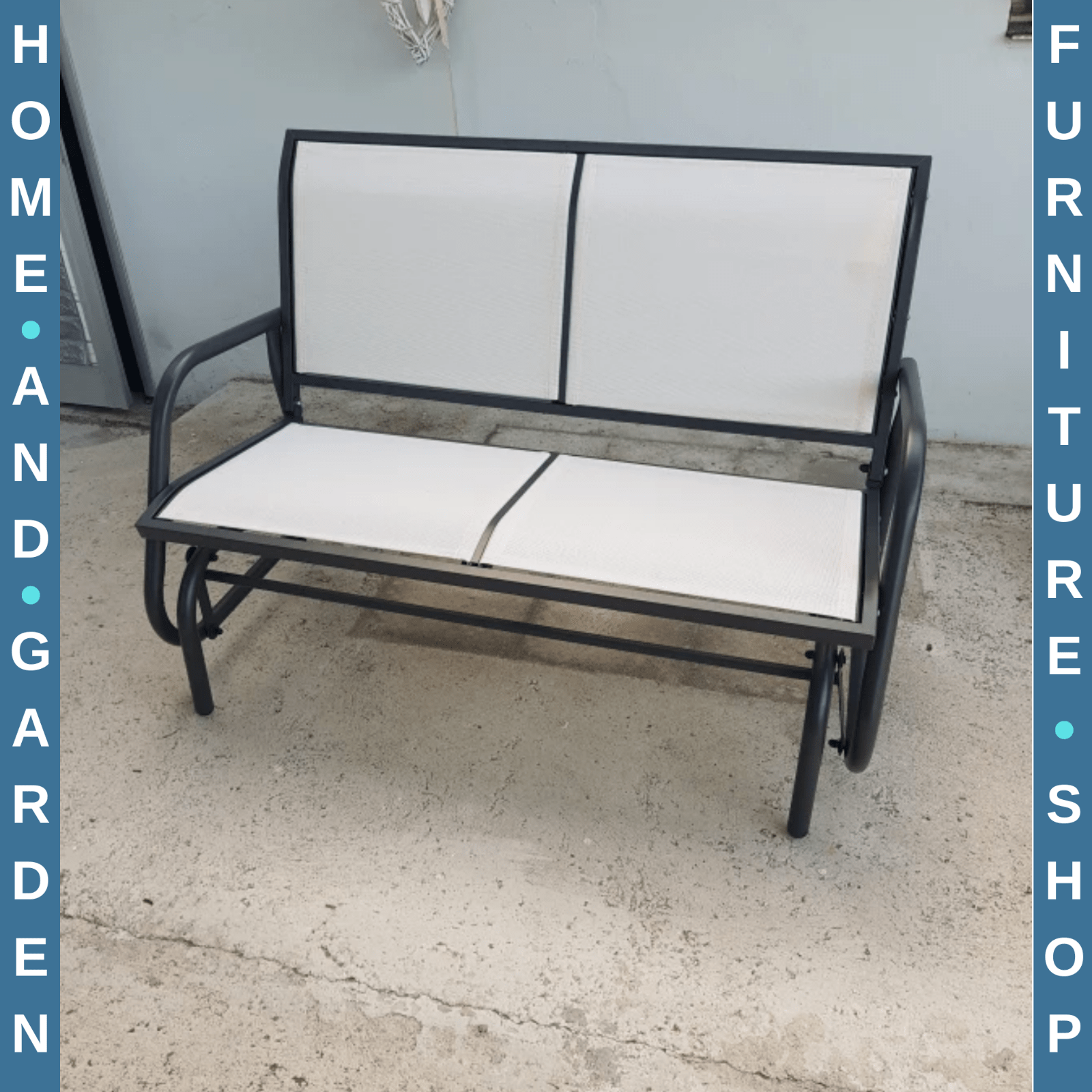 2 Seater Outdoor Glider Bench Double Swing Chair with Powder Coated Steel Frame - Home and Garden Furniture Shop - rustic - furniture