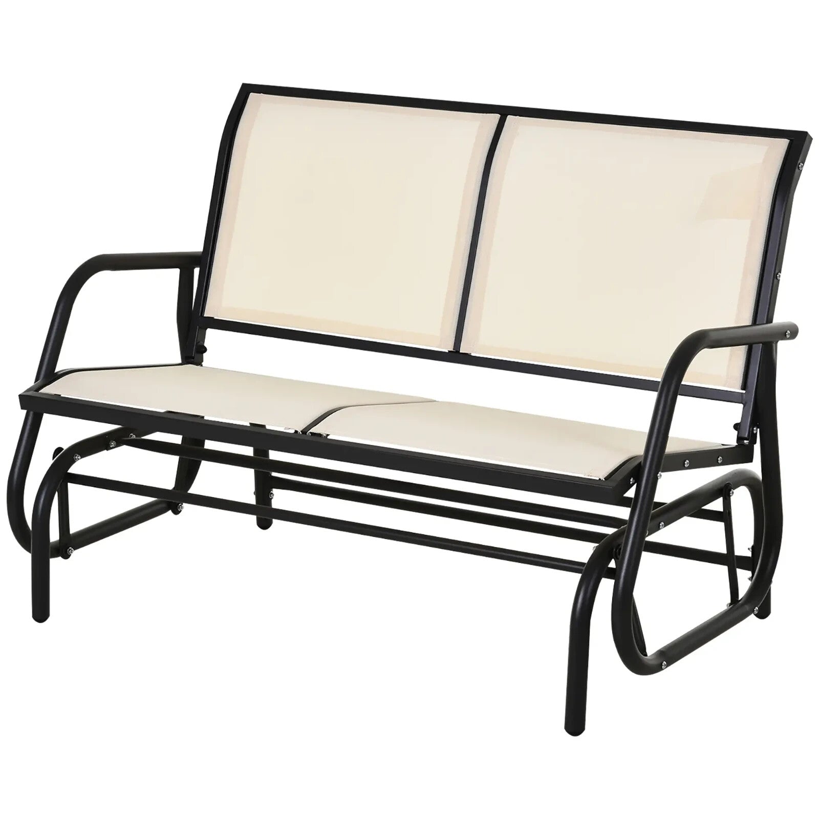 2 Seater Outdoor Glider Bench Double Swing Chair with Powder Coated Steel Frame - Home and Garden Furniture Shop - rustic - furniture