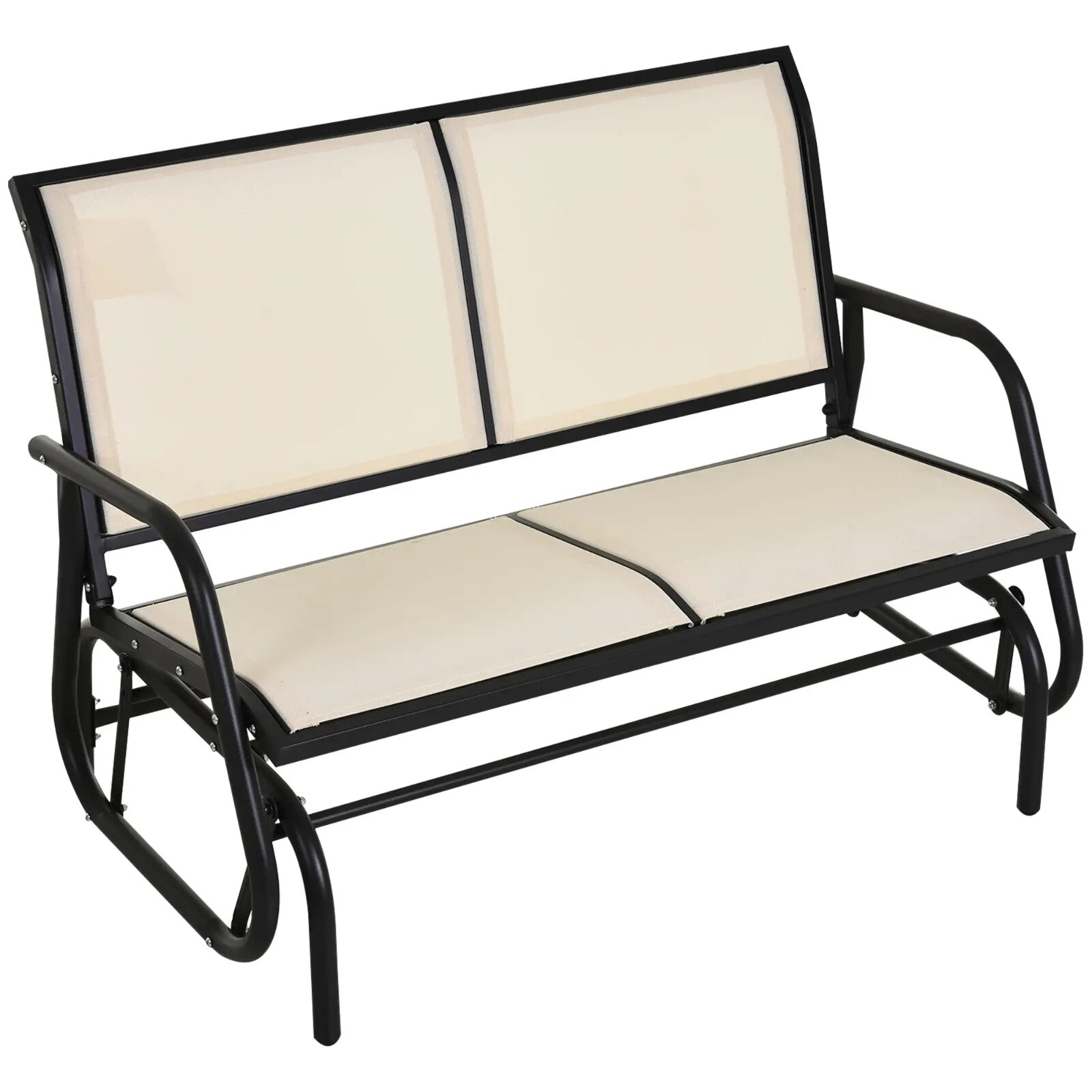 2 Seater Outdoor Glider Bench Double Swing Chair with Powder Coated Steel Frame - Home and Garden Furniture Shop - rustic - furniture