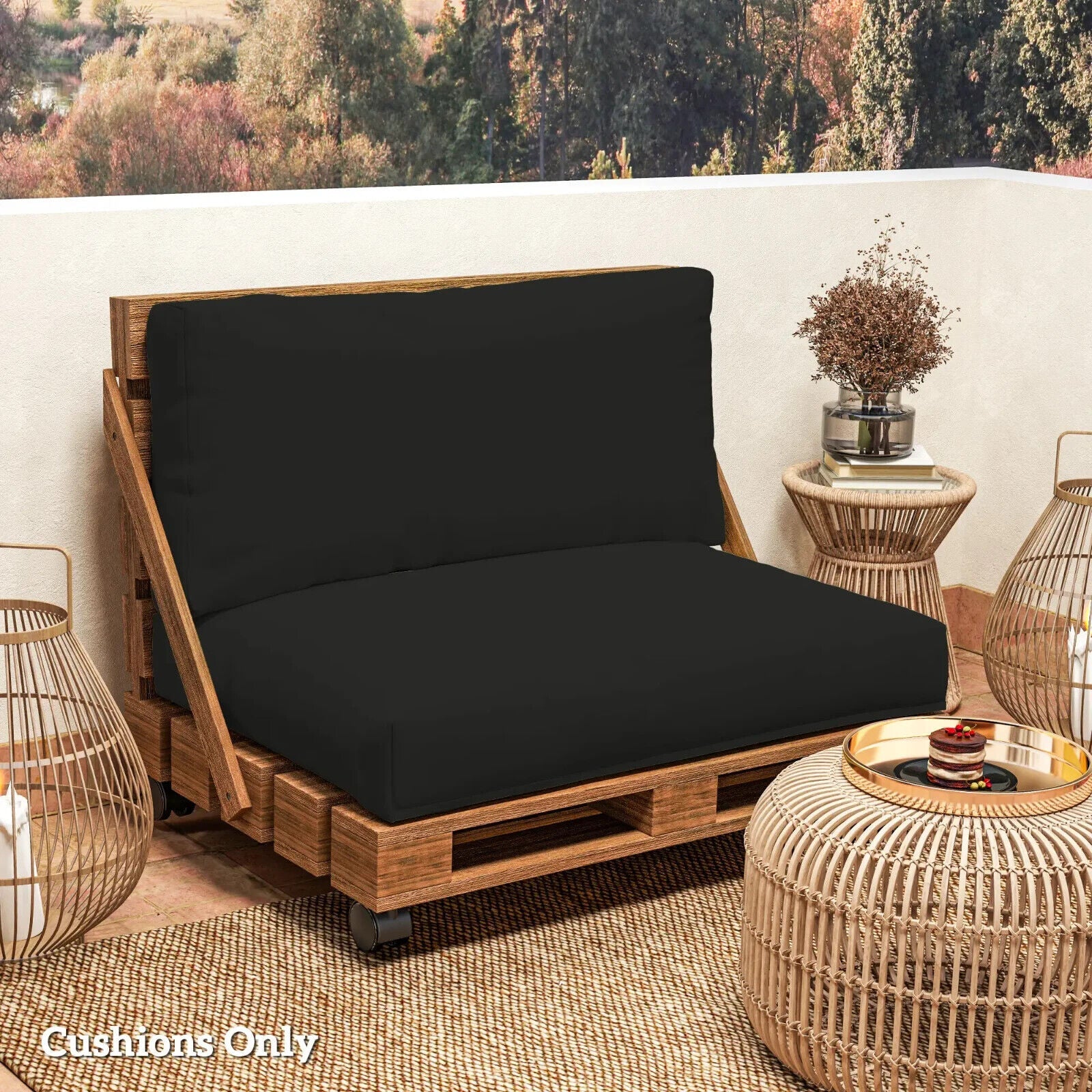 2 Seater Pallet Furniture Cushions 20 cm Thick Outdoor Seat Pads 220gsm UPF20 - Home and Garden Furniture Shop - #rustic - furniture#