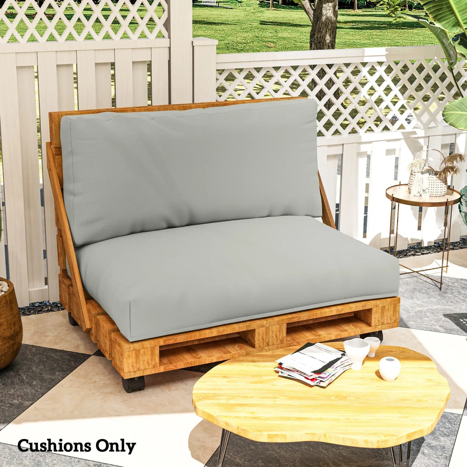 2 Seater Pallet Furniture Cushions 20 cm Thick Outdoor Seat Pads UPF20 220gsm - Home and Garden Furniture Shop - rustic - furniture