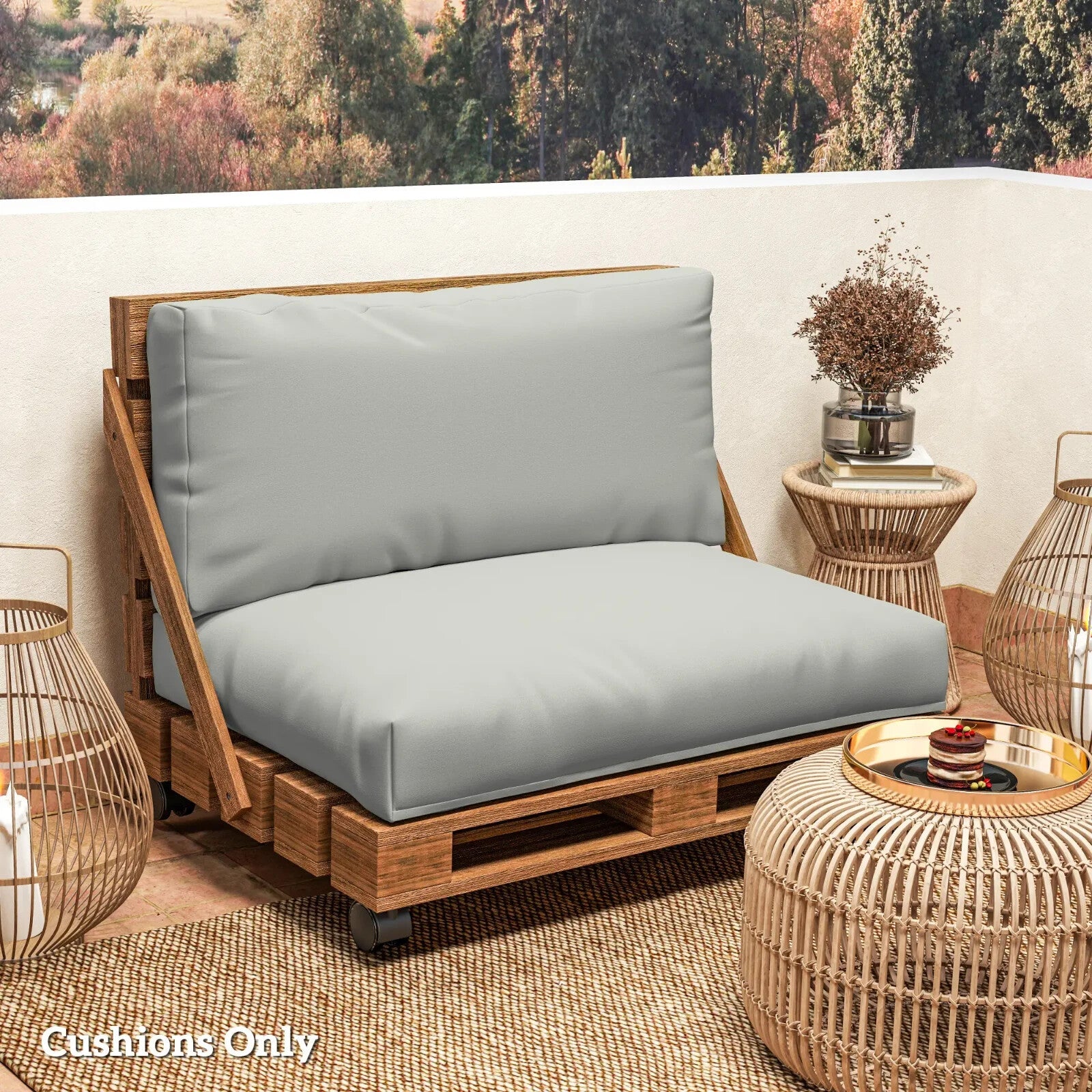 2 Seater Pallet Furniture Cushions 20 cm Thick Outdoor Seat Pads UPF20 220gsm - Home and Garden Furniture Shop - rustic - furniture