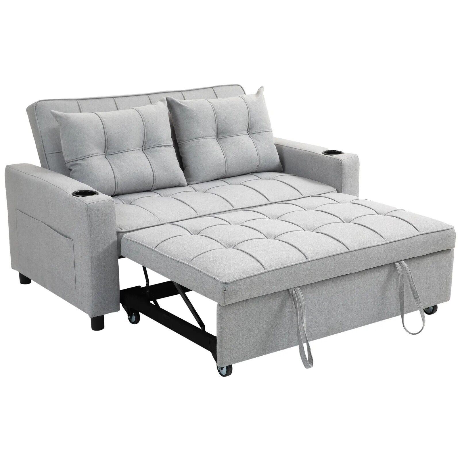 2 Seater Pull Out Sofa Bed with Pockets for Living Room Grey Convertible Settee - Home and Garden Furniture Shop - #rustic - furniture#