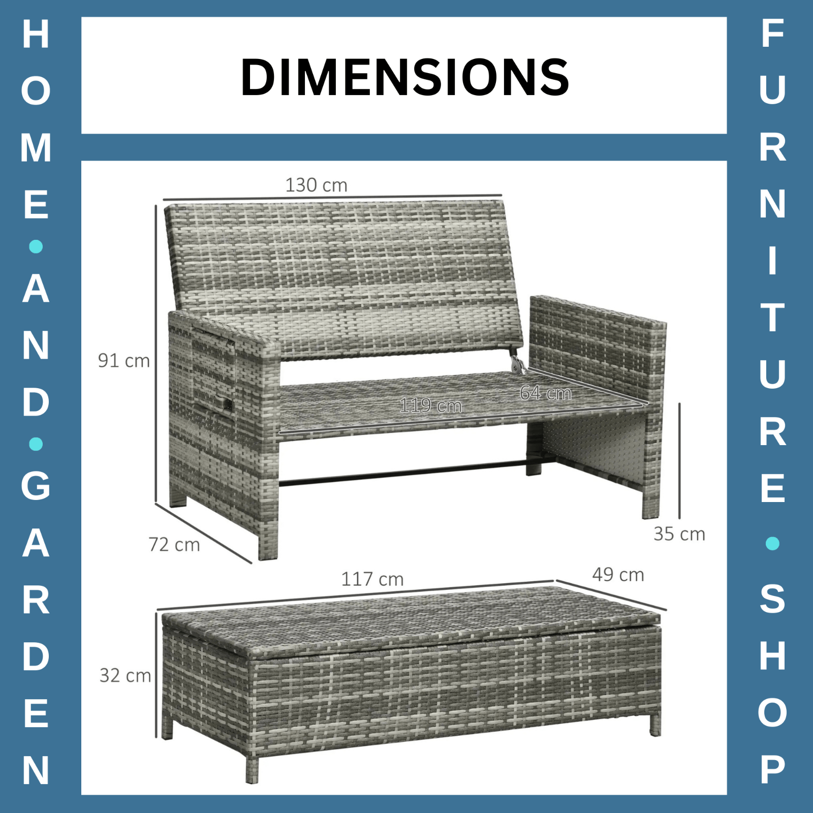 2 Seater Rattan Garden Furniture Patio Sofa Sun Lounger Daybed Outdoor Assembled - Home and Garden Furniture Shop - rustic - furniture