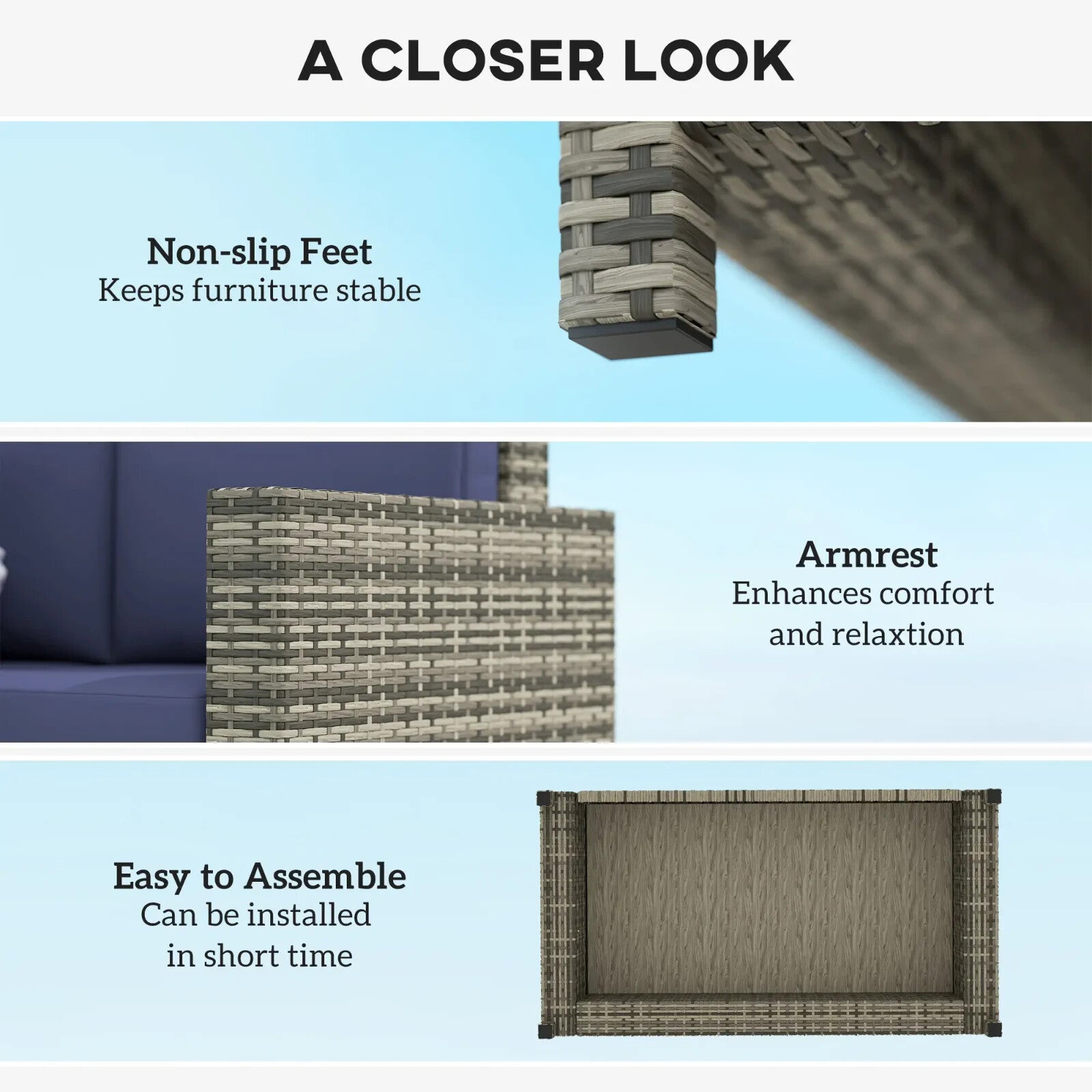 2 Seater Rattan Garden Sofa with Cushion and Armrests Outdoor Wicker Loveseat - Home and Garden Furniture Shop - rustic - furniture