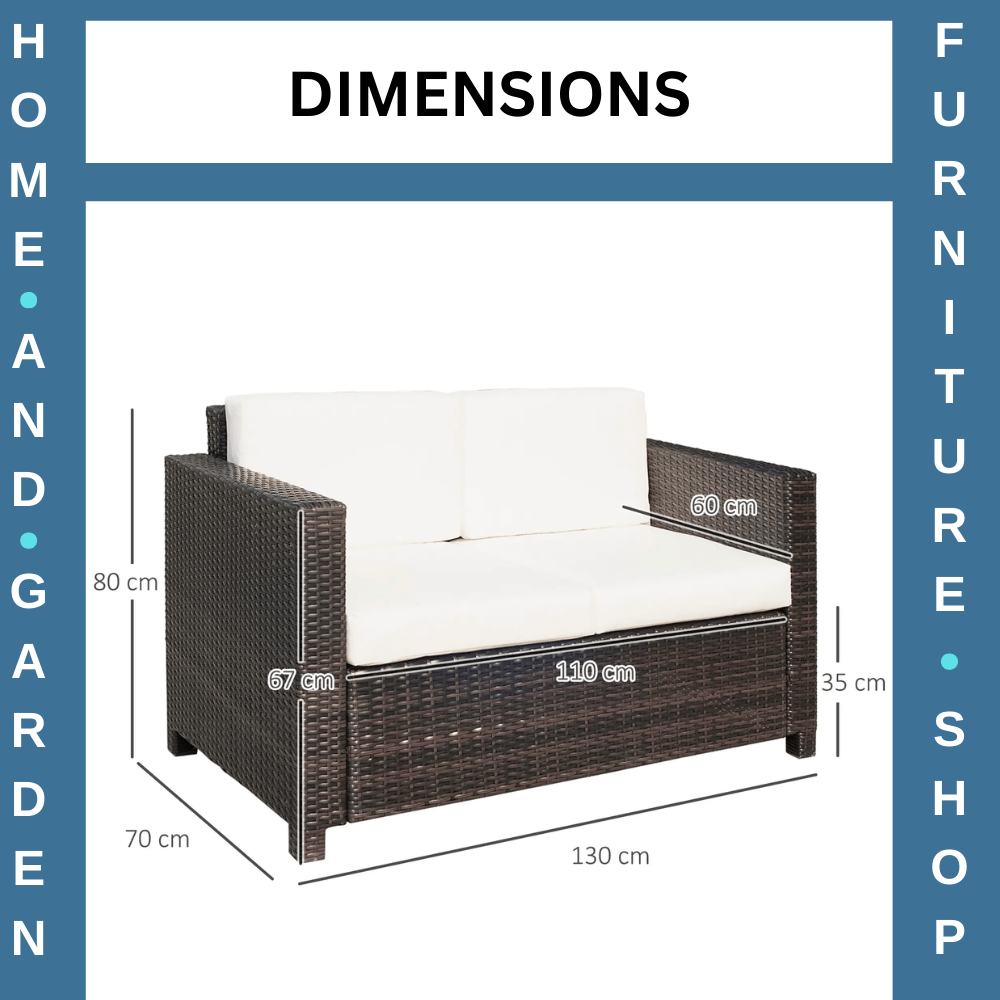 2 Seater Rattan Garden Sofa with Cushions and Armrests Outdoor Furniture Brown - Home and Garden Furniture Shop - rustic - furniture