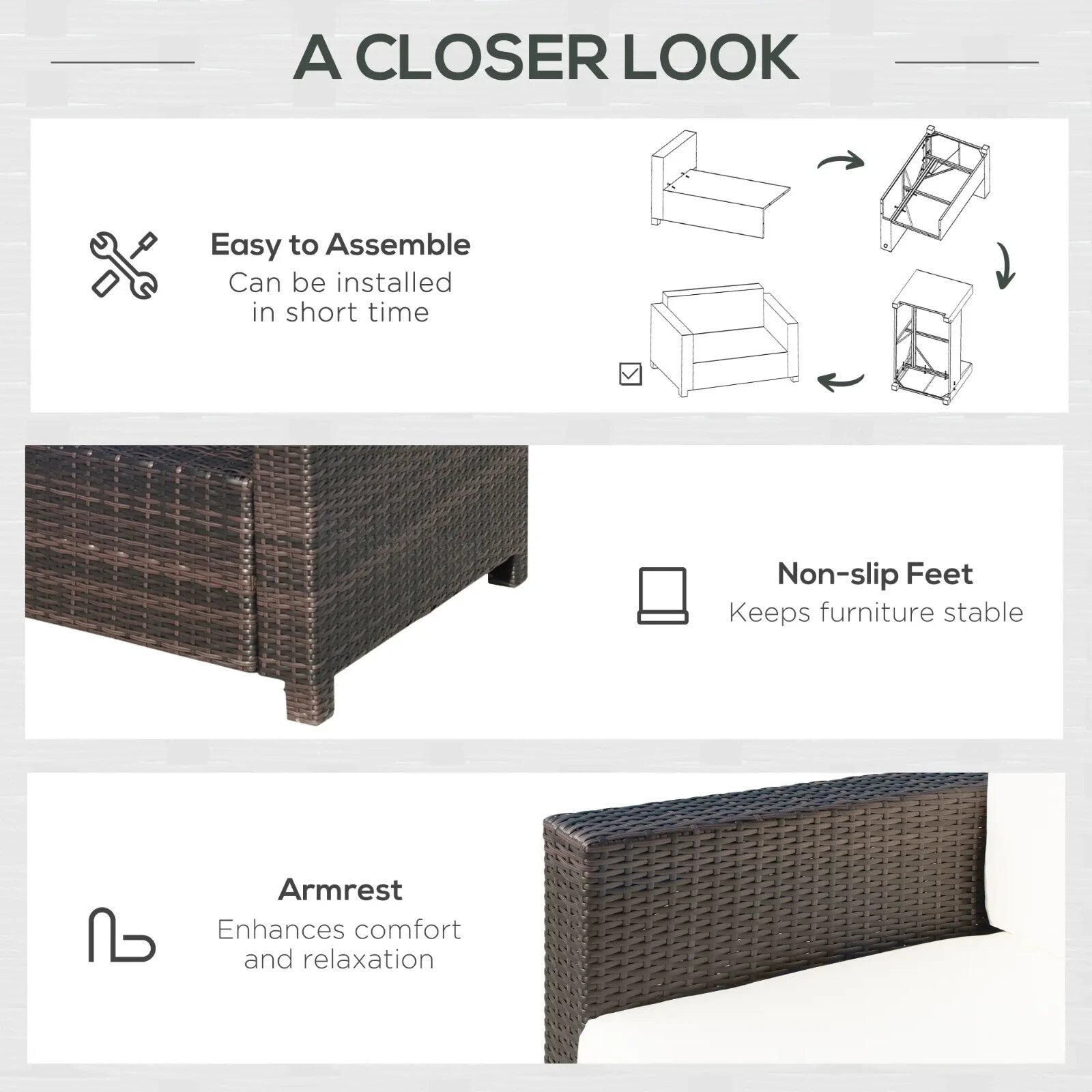 2 Seater Rattan Garden Sofa with Cushions and Armrests Outdoor Furniture Brown - Home and Garden Furniture Shop - rustic - furniture