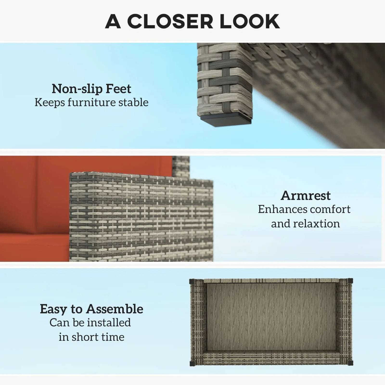 2 Seater Rattan Garden Sofa with Cushions and Armrests Outdoor Wicker Loveseat - Home and Garden Furniture Shop - rustic - furniture