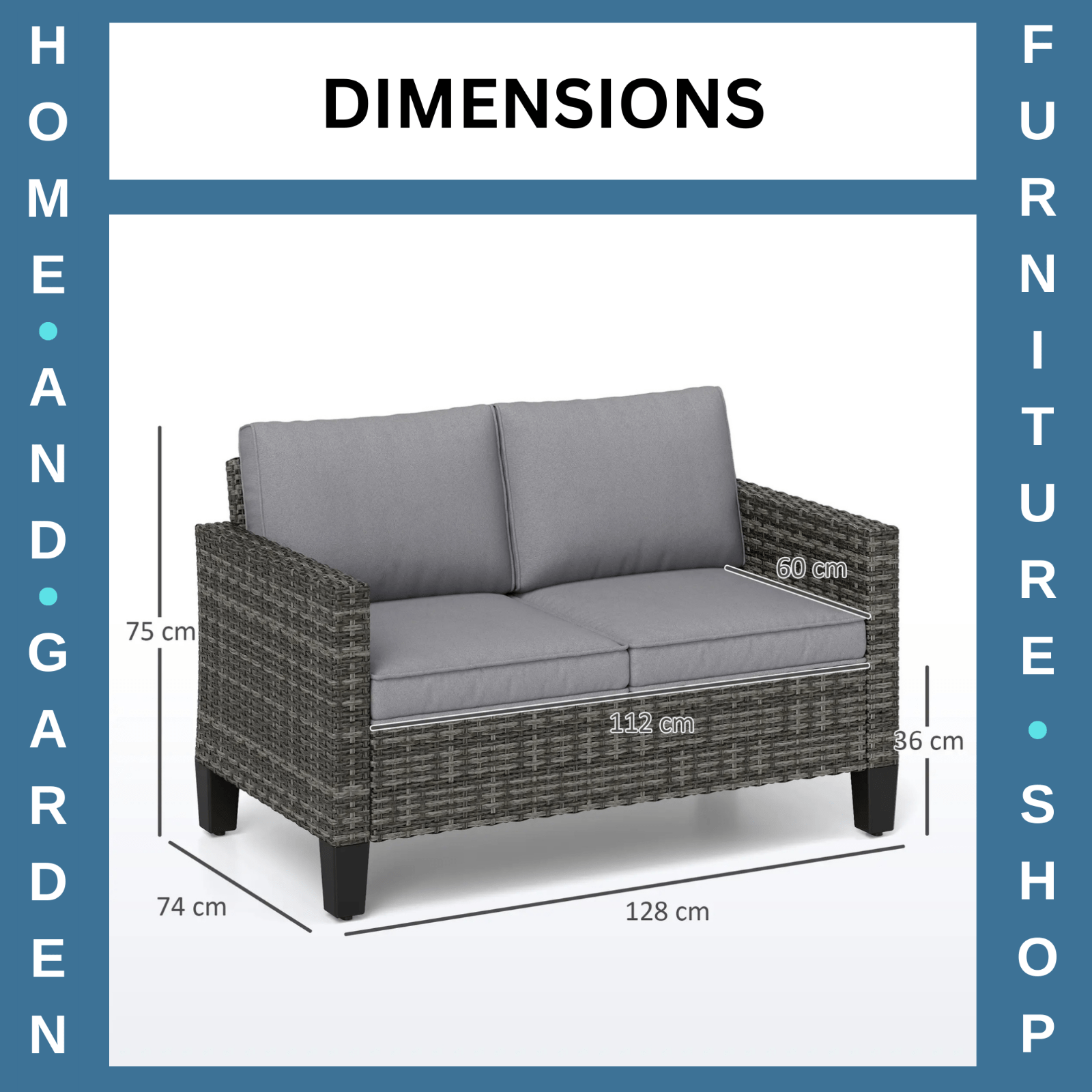 2 Seater Rattan Outdoor Sofa with Cushions Garden Loveseat for Patio Balcony - Home and Garden Furniture Shop - rustic - furniture