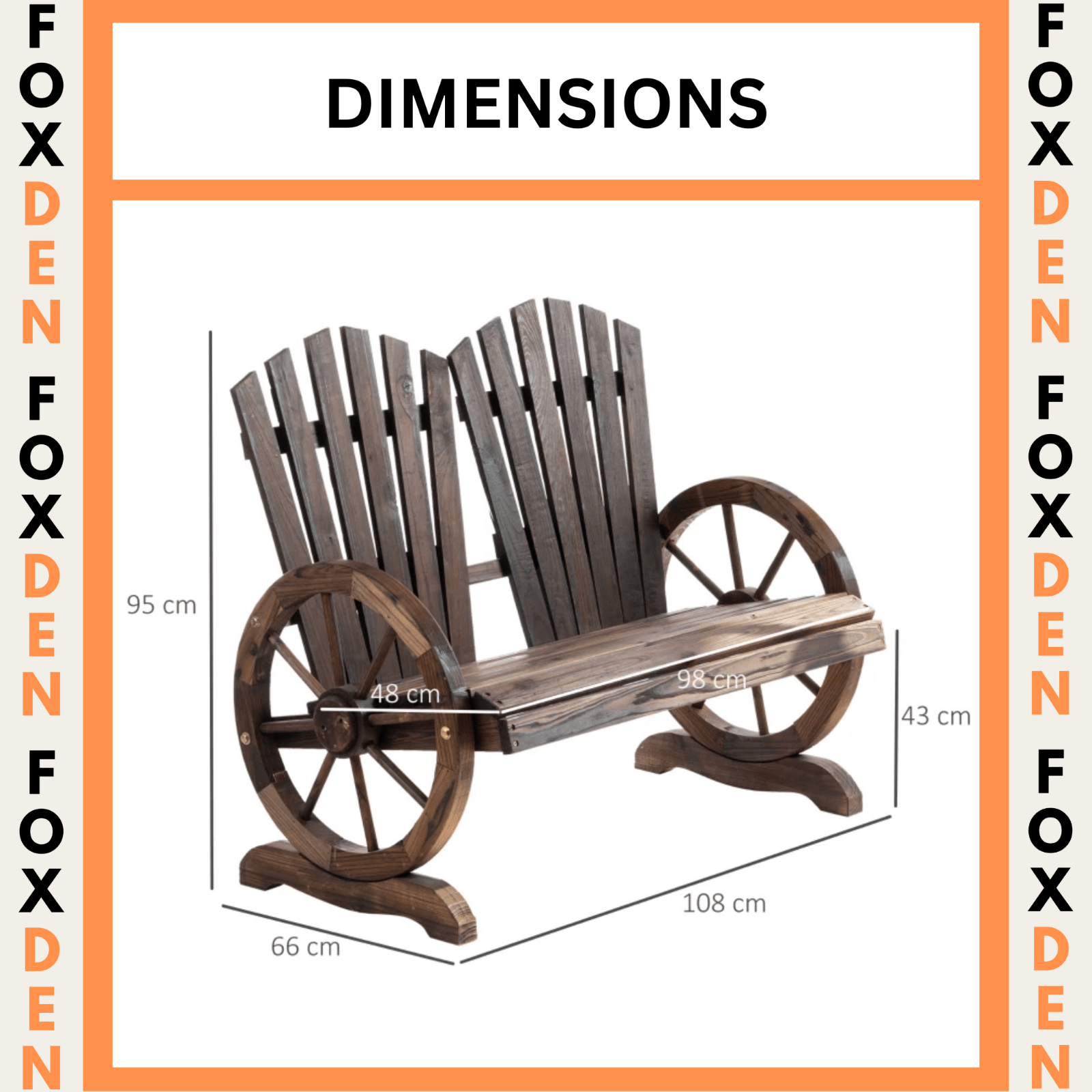 2 Seater Wooden Garden Bench Outdoor Patio Companion Chair Deck Park Love Seat - Home and Garden Furniture Shop - rustic - furniture