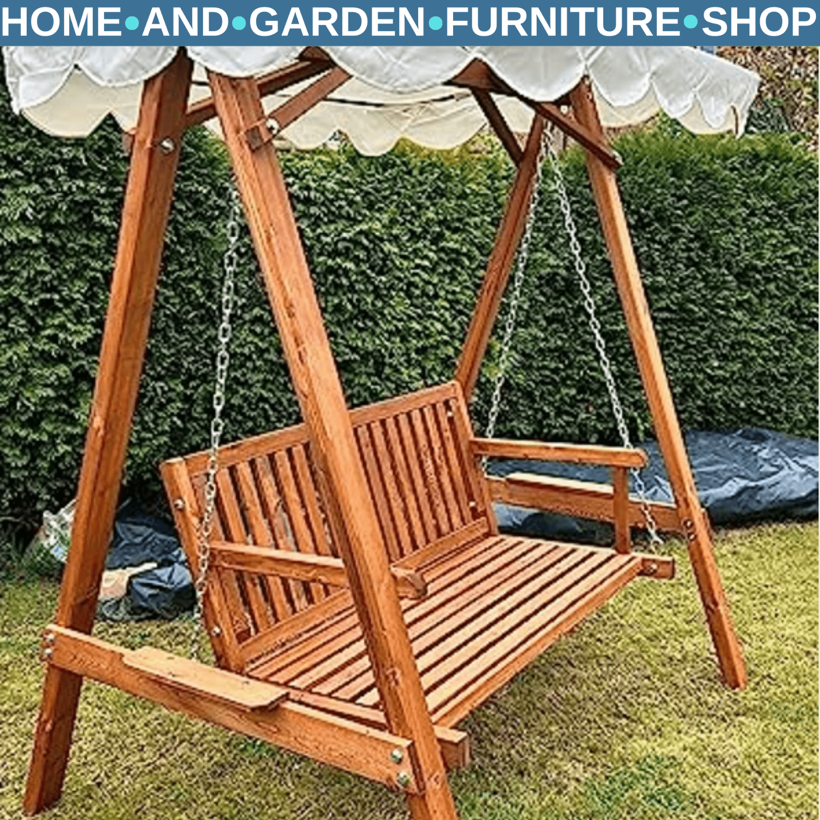 2 Seater Wooden Garden Swing Bench Lounger Outdoor Patio Chair Furniture Brown - Home and Garden Furniture Shop - rustic - furniture