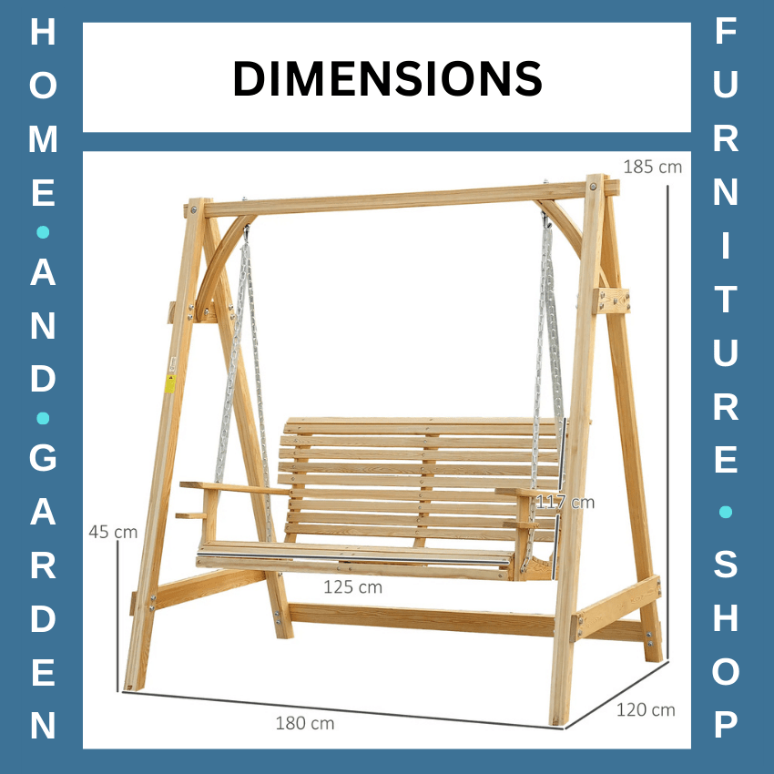 2 Seater Wooden Swing Chair Garden Patio Bench Hammock Seat Outdoor Larch Wood - Home and Garden Furniture Shop - rustic - furniture