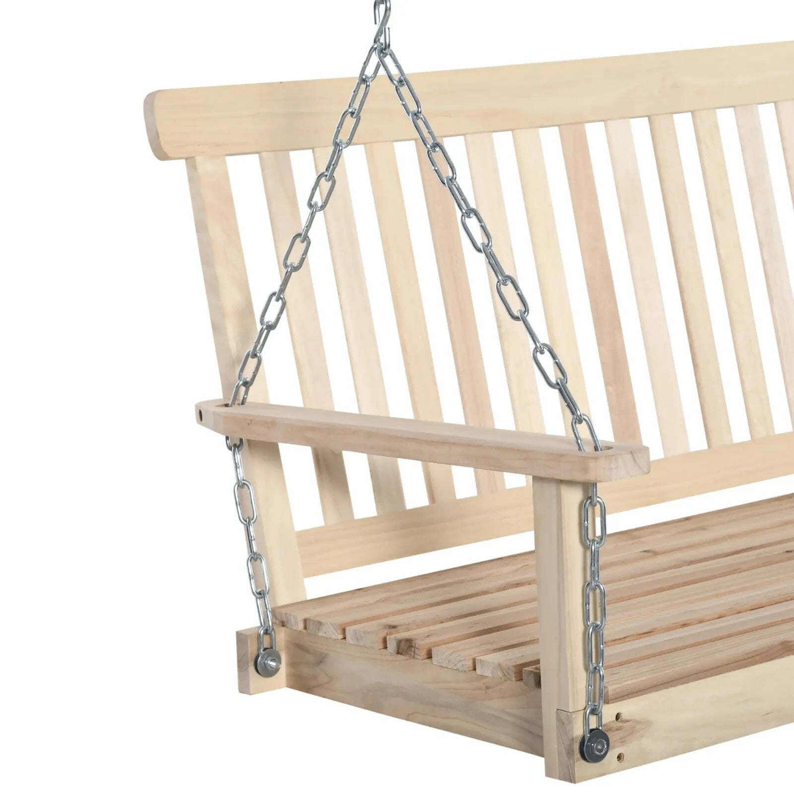 2 Seater Wooden Swing Chair Porch Hanging Garden Swinging Bench and Chains Brown - Home and Garden Furniture Shop - rustic - furniture