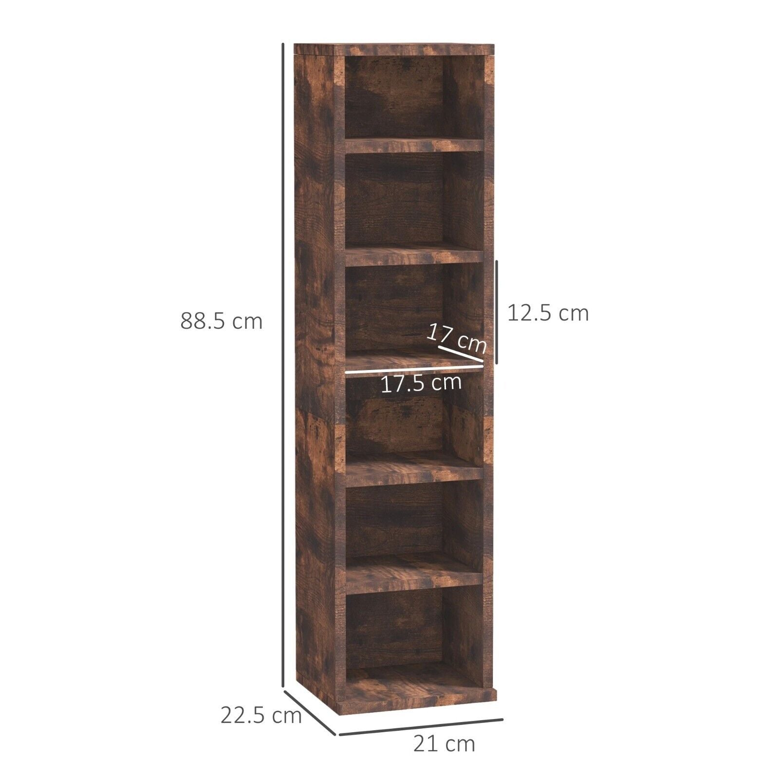 2 Slim Industrial CD Storage Shelving Unit Tall Adjustable Shelves Rustic Brown - Home and Garden Furniture Shop - #rustic - furniture#