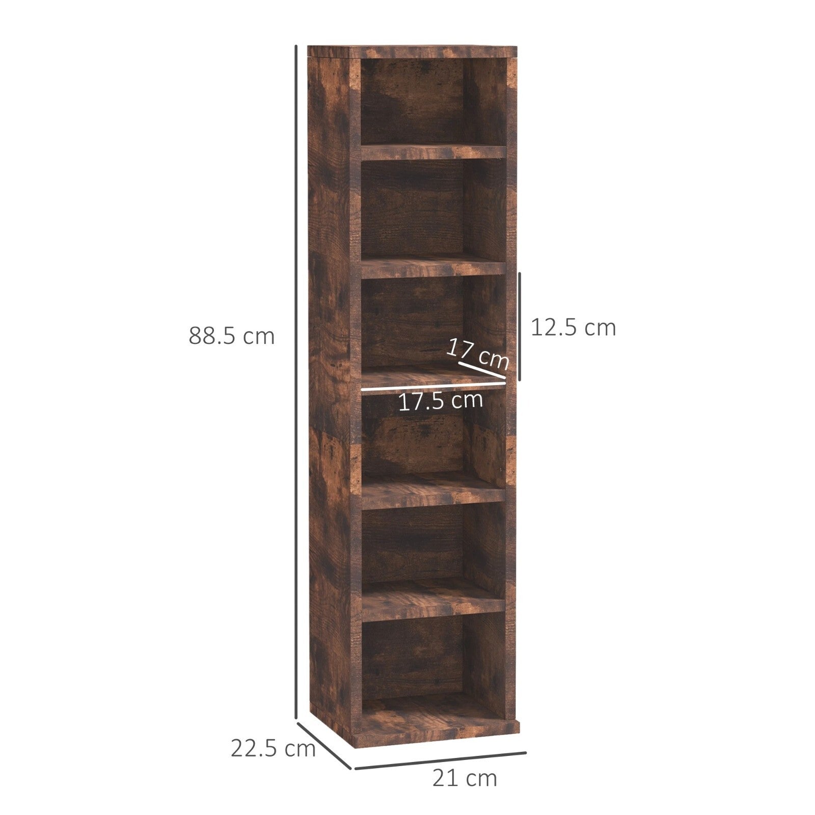 2 Slim Industrial CD Storage Shelving Unit Tall Adjustable Shelves Rustic Brown - Home and Garden Furniture Shop - rustic - furniture