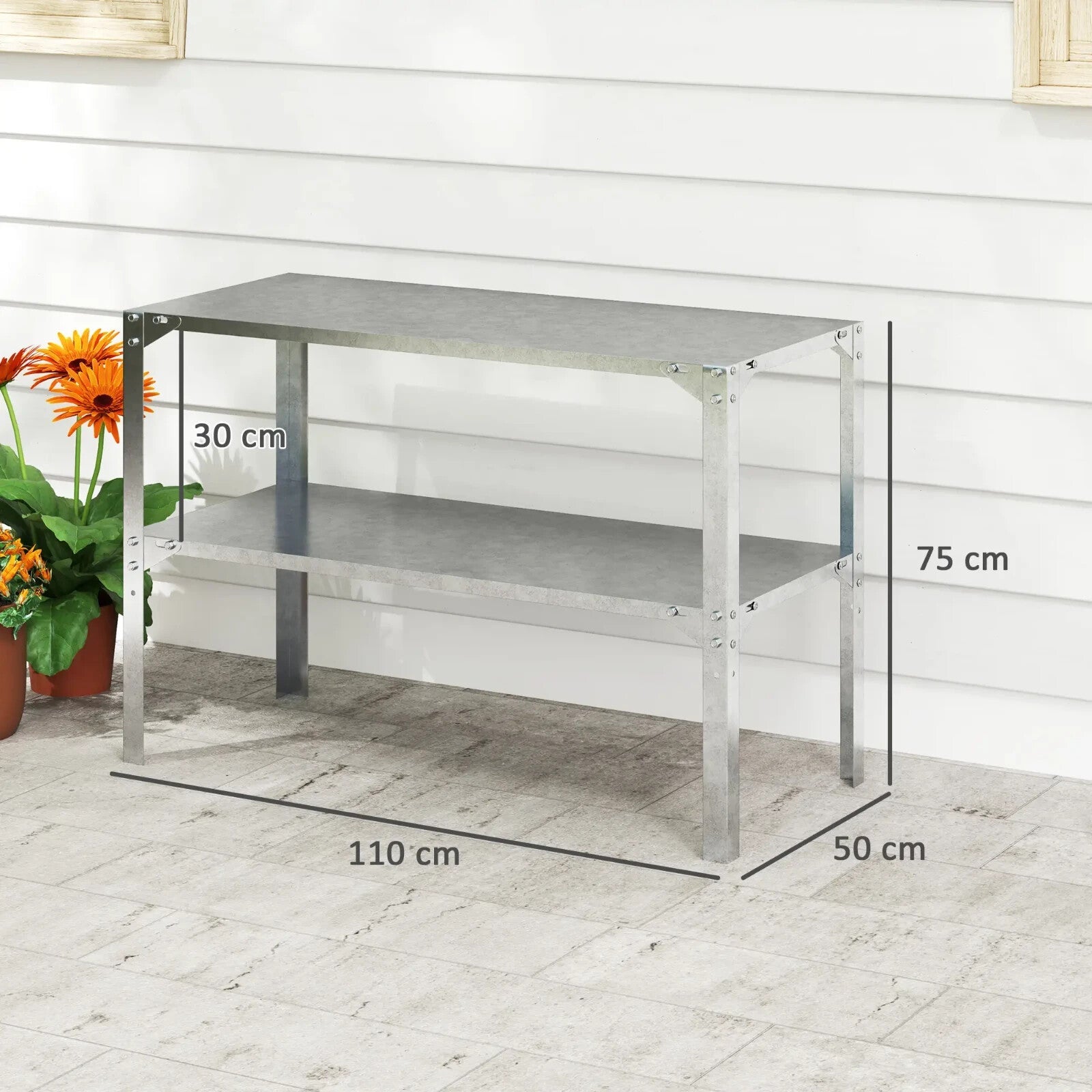 2 Tier Galvanised Steel Potting Bench Garden Work Table W/ Storage Shelf Station - Home and Garden Furniture Shop - rustic - furniture