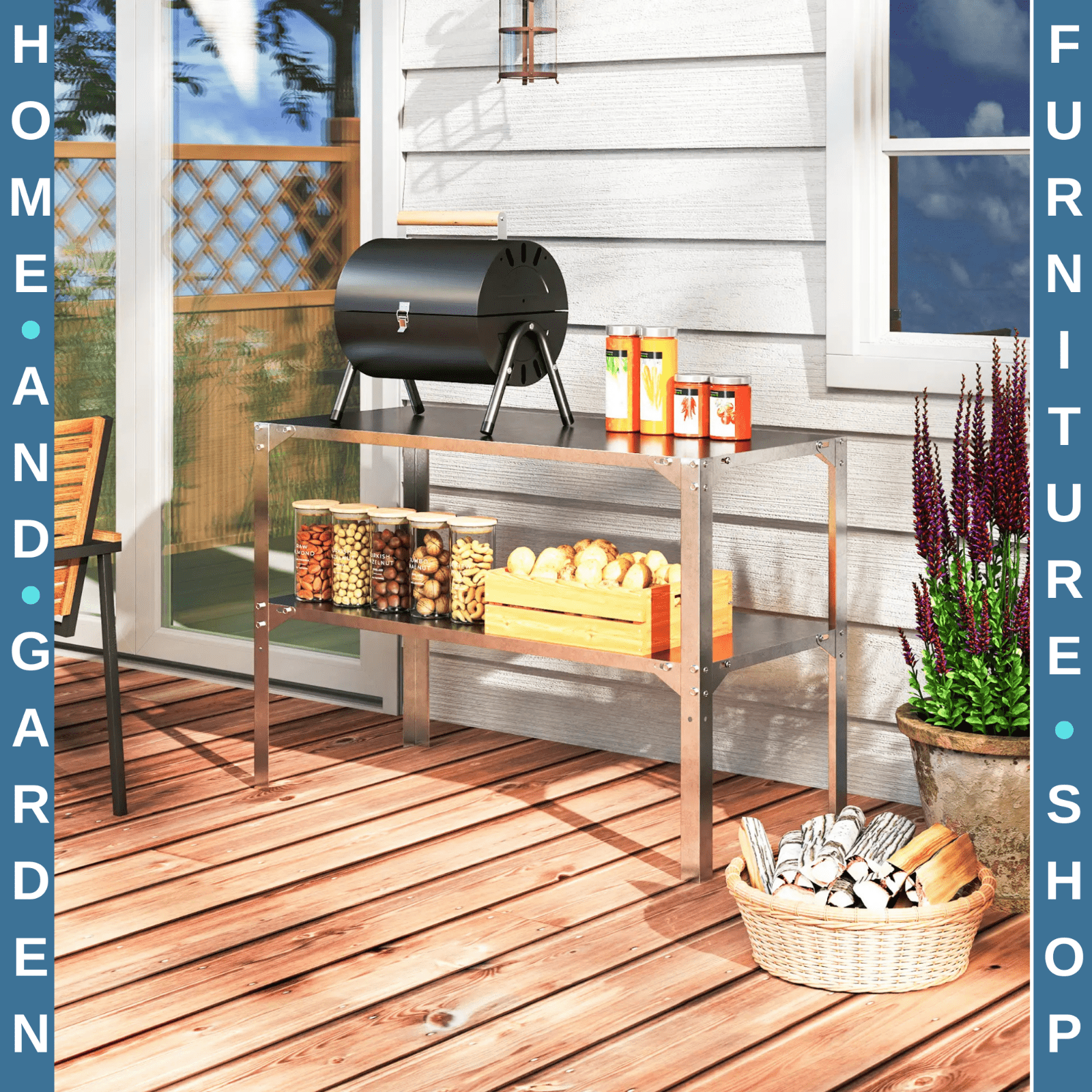 2 Tier Galvanised Steel Potting Bench Garden Work Table W/ Storage Shelf Station - Home and Garden Furniture Shop - rustic - furniture