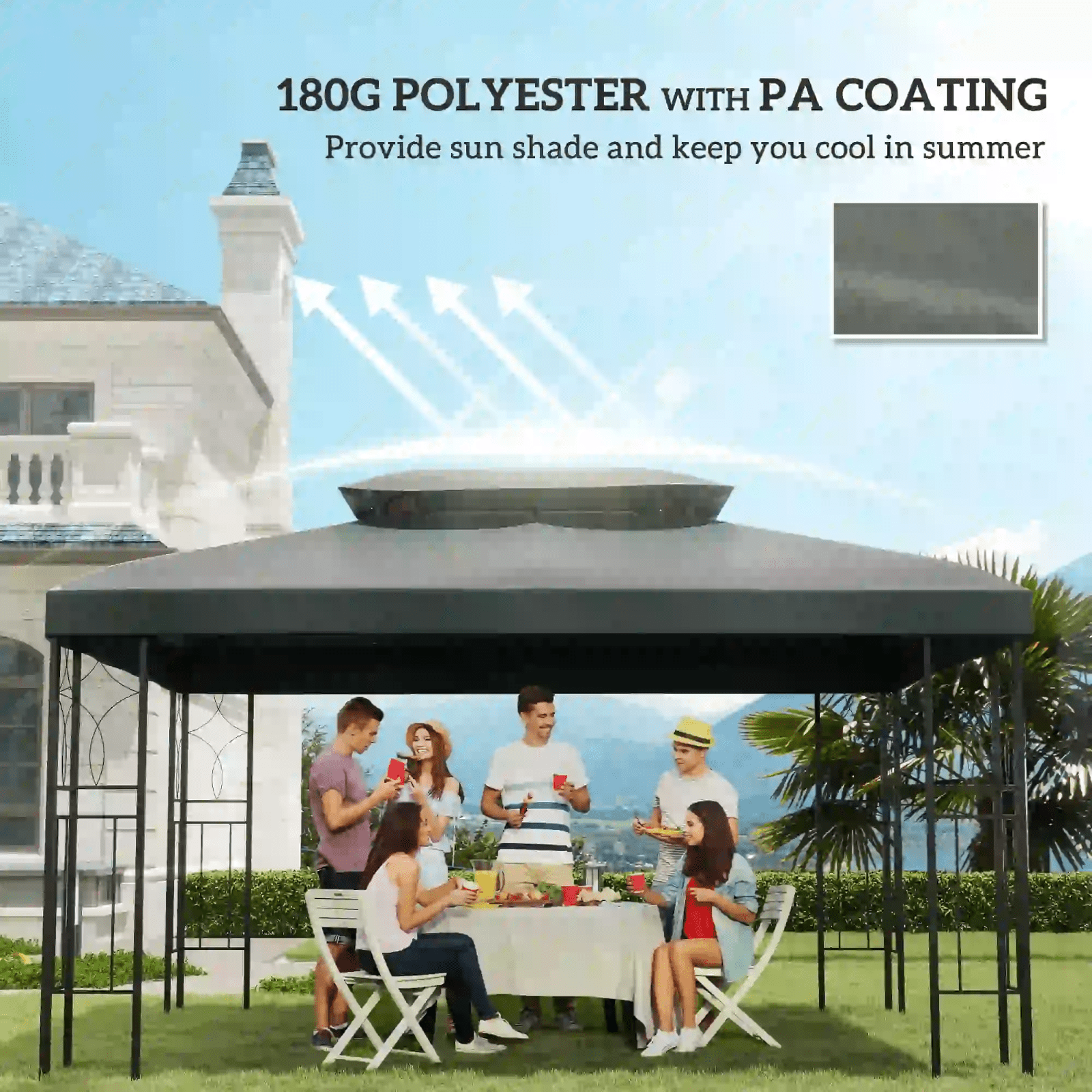 2 - Tier Heavy Duty Metal Gazebo Garden Marquee Party Tent 3 x 4m + Spare Canopy - Home and Garden Furniture Shop - rustic - furniture