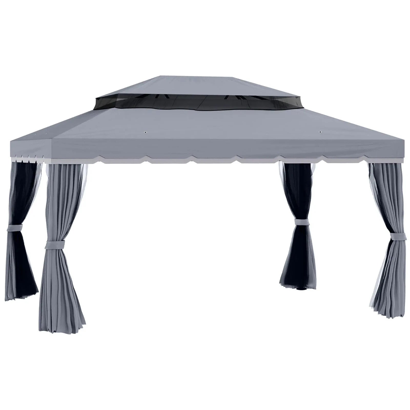 2 - Tier Heavy Duty Metal Gazebo Garden Marquee Party Tent 3 x 4m + Spare Canopy - Home and Garden Furniture Shop - rustic - furniture
