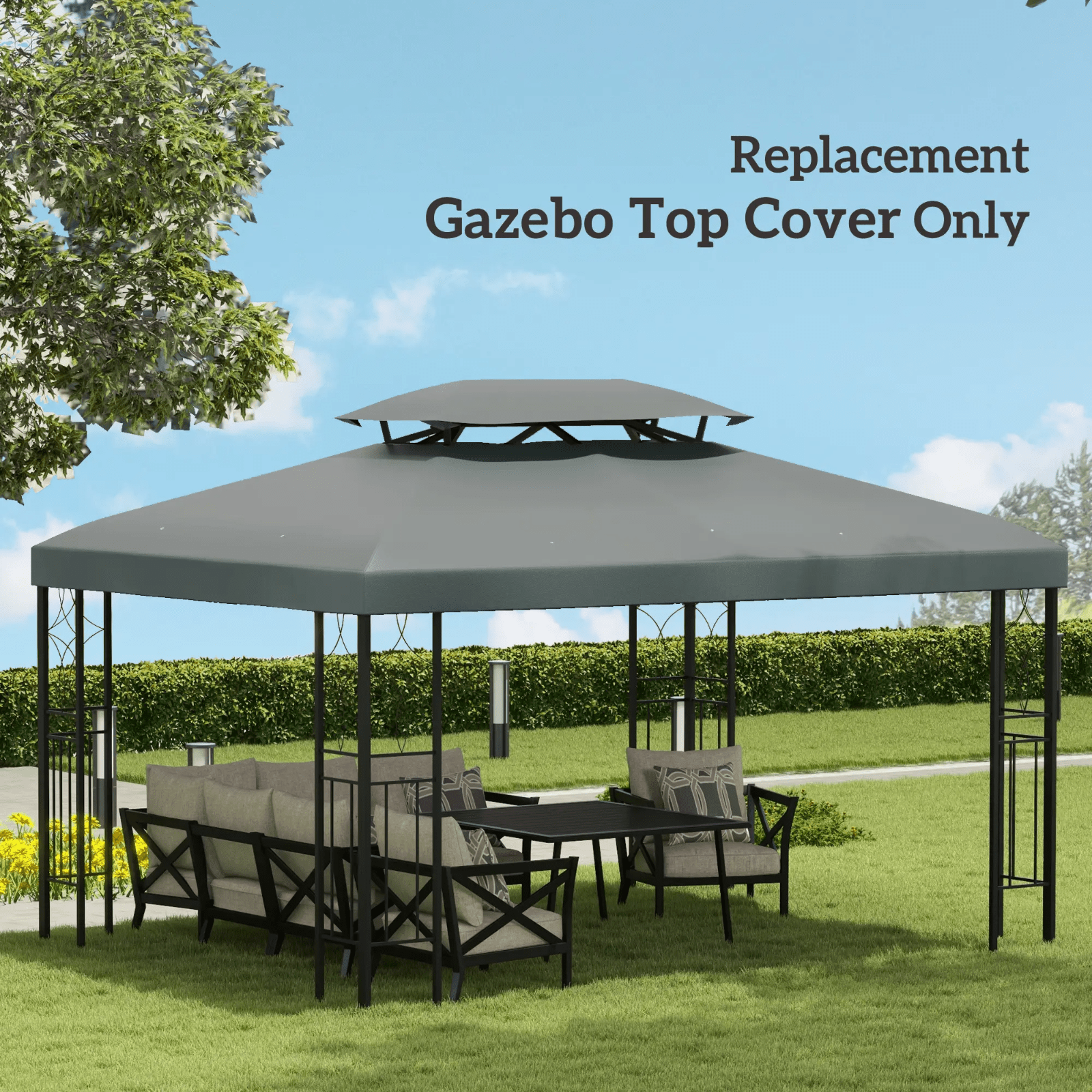 2 - Tier Heavy Duty Metal Gazebo Garden Marquee Party Tent 3 x 4m + Spare Canopy - Home and Garden Furniture Shop - rustic - furniture