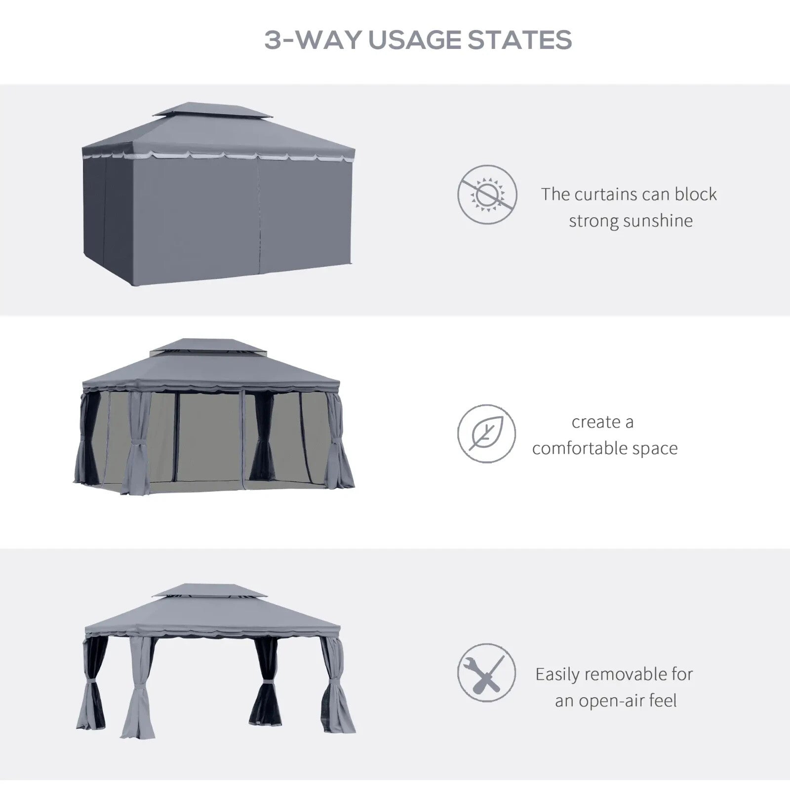 2 - Tier Heavy Duty Metal Gazebo Garden Marquee Party Tent 3 x 4m + Spare Canopy - Home and Garden Furniture Shop - rustic - furniture