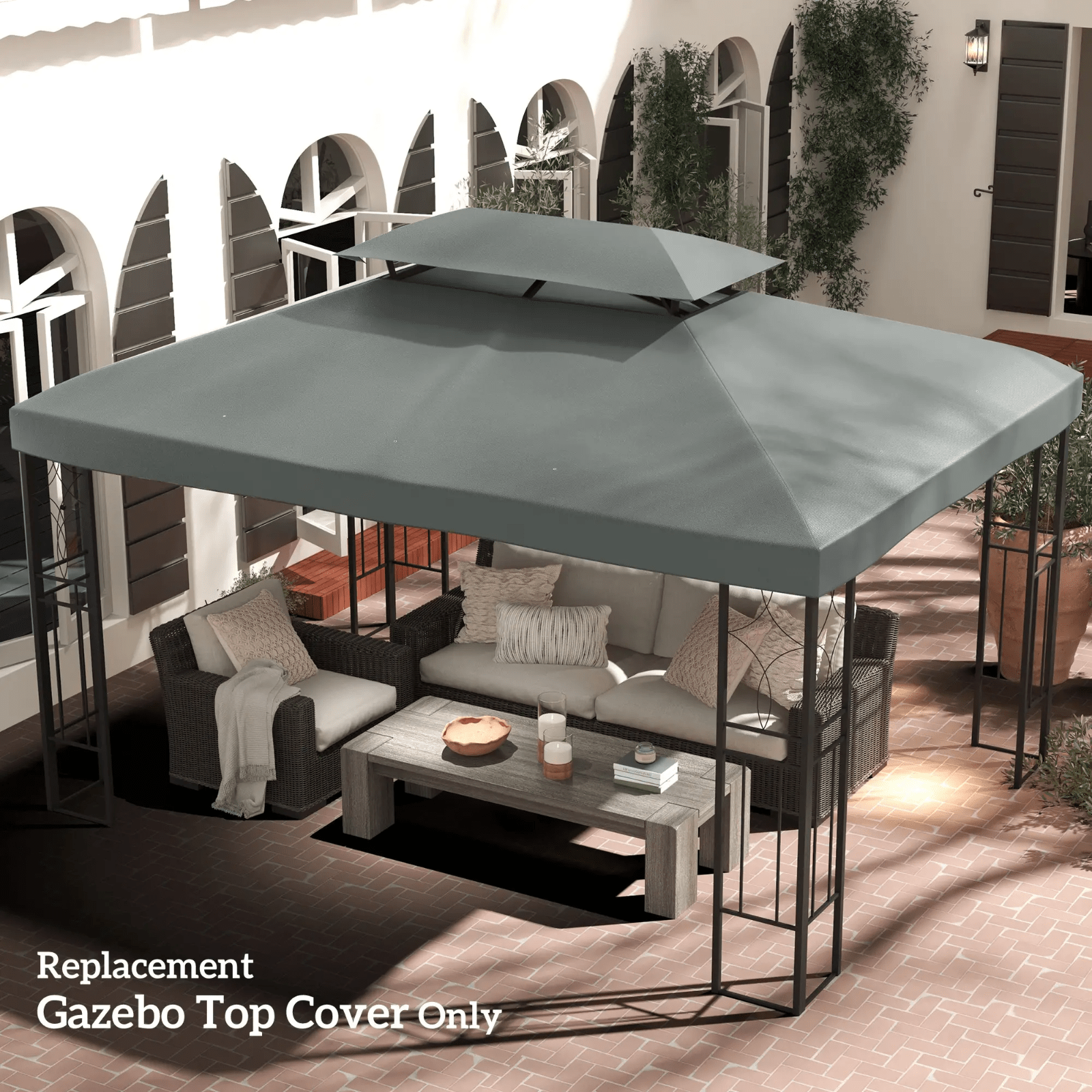 2 - Tier Heavy Duty Metal Gazebo Garden Marquee Party Tent 3 x 4m + Spare Canopy - Home and Garden Furniture Shop - rustic - furniture