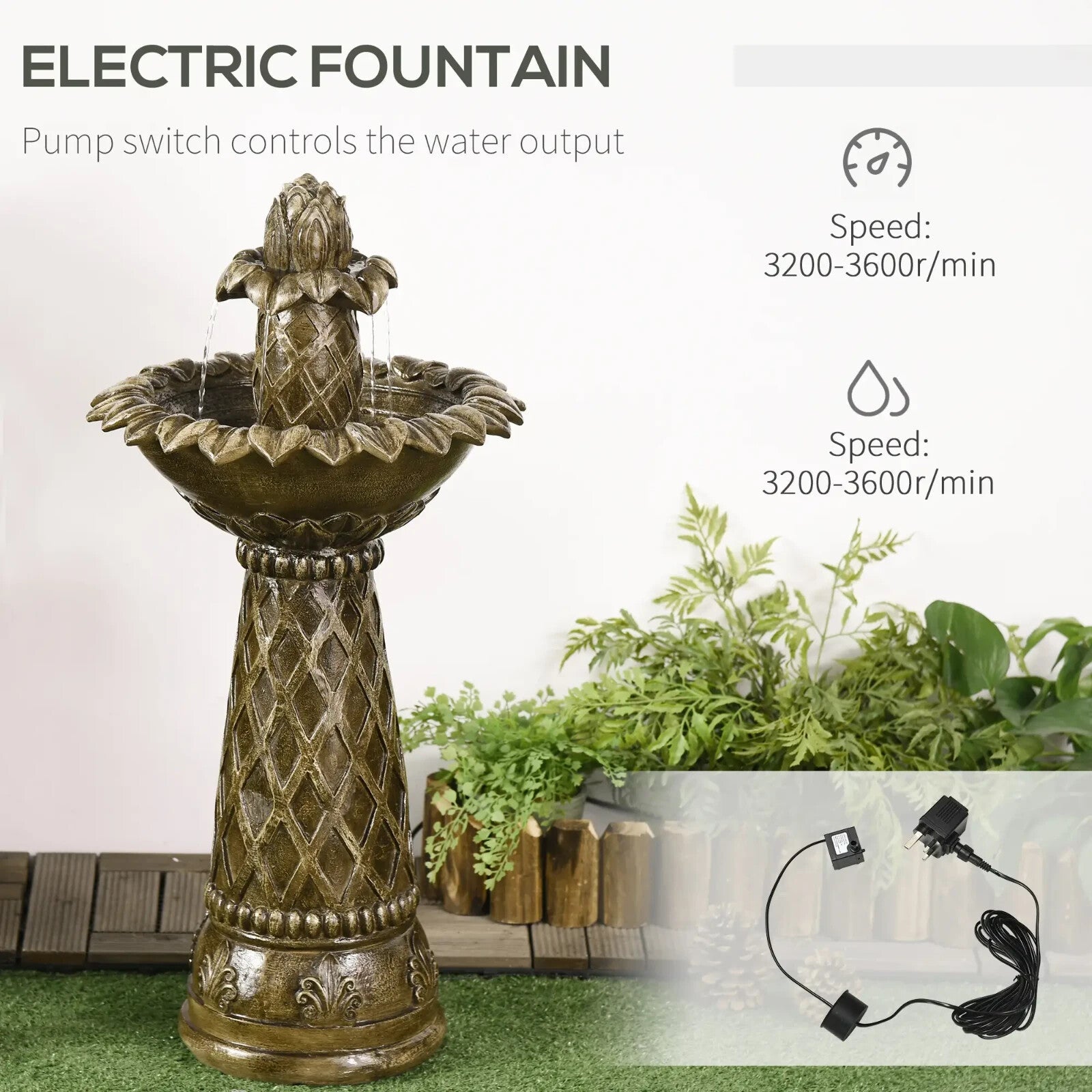 2 Tier Outdoor Water Fountain Freestanding Cascading Feature for Garden Decor - Home and Garden Furniture Shop - rustic - furniture