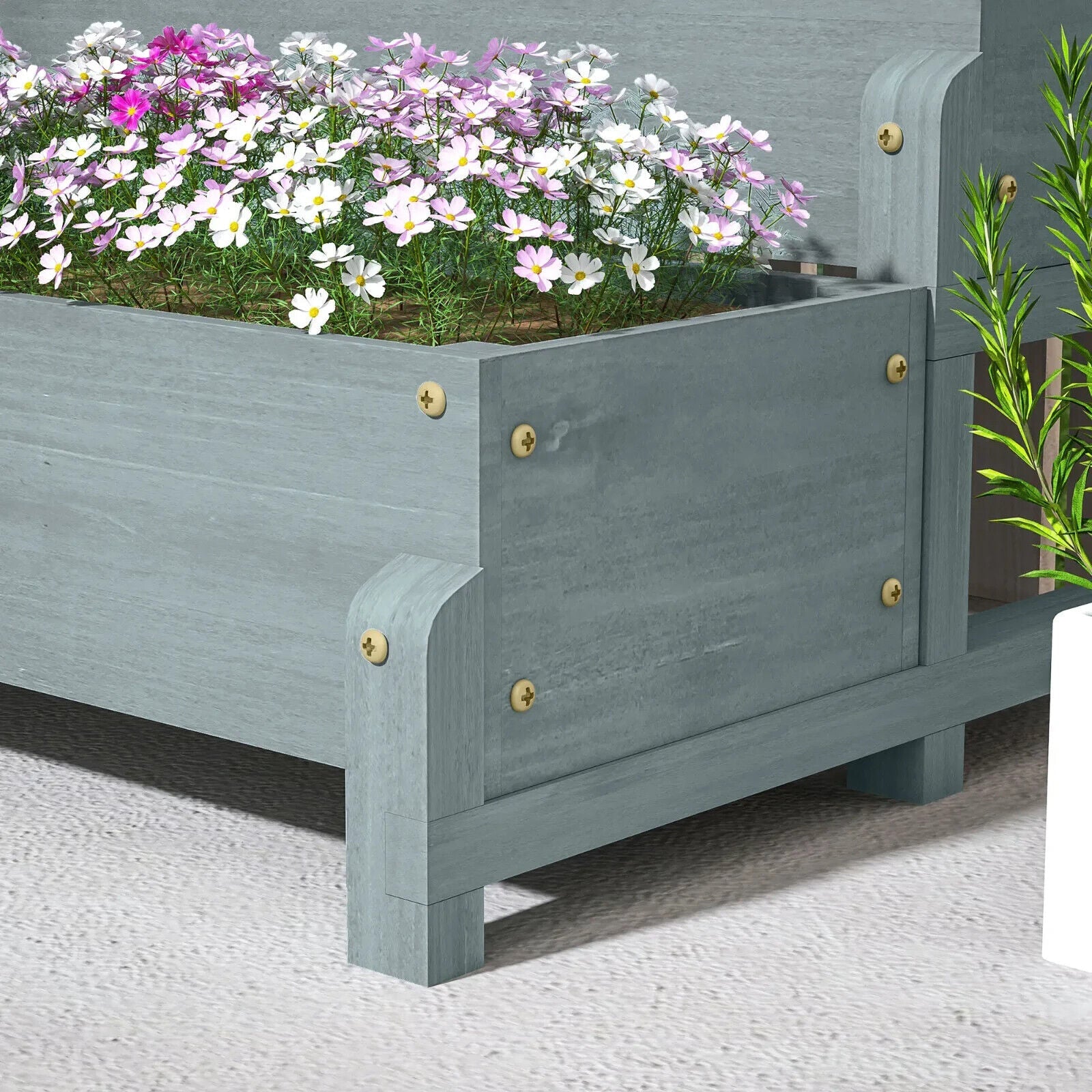 2 Tier Raised Garden Bed, Trellis Wooden Planter Box Outdoor Raised w/ Drainage - Home and Garden Furniture Shop - #rustic - furniture#