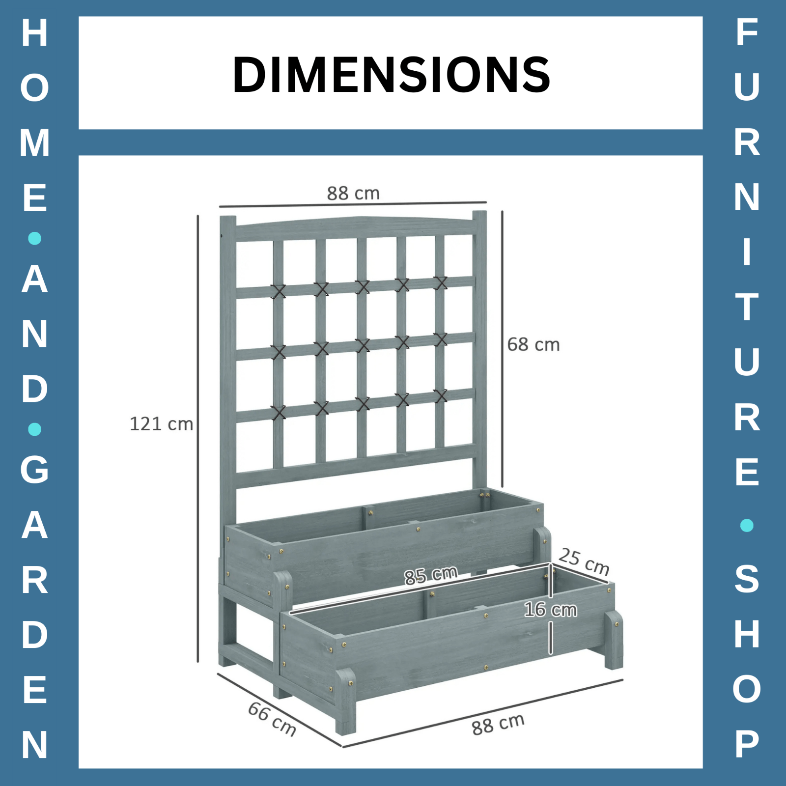 2 Tier Raised Garden Bed, Trellis Wooden Planter Box Outdoor Raised w/ Drainage - Home and Garden Furniture Shop - rustic - furniture