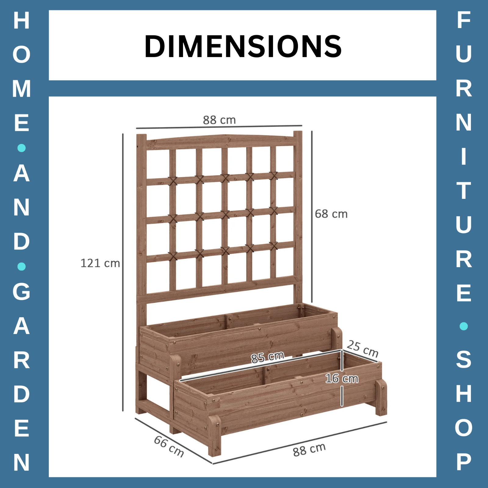 2 Tier Raised Wooden Garden Planter Box with Trellis & Drainage Hole Outdoor Bed - Home and Garden Furniture Shop - rustic - furniture