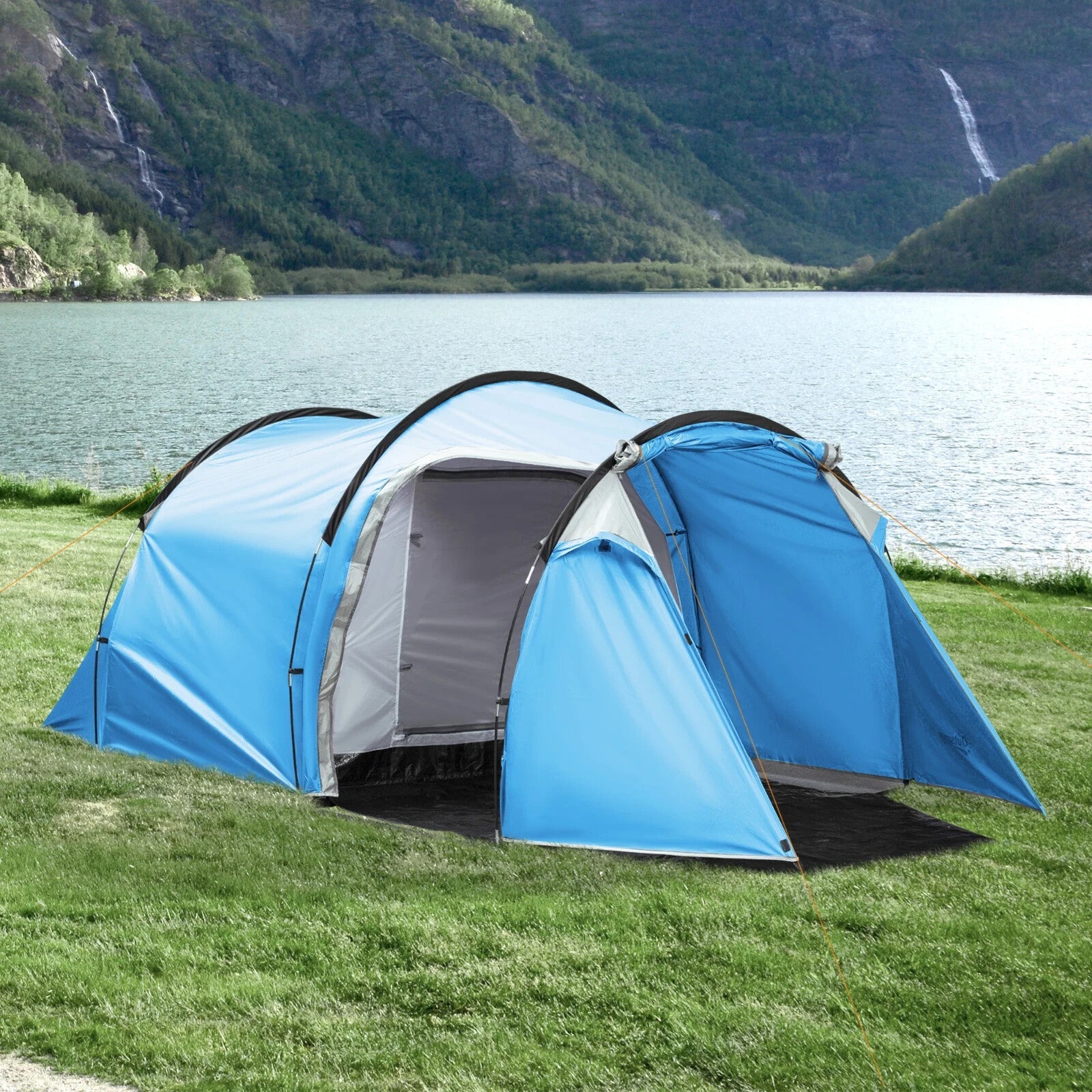 2 to 3 Man Tunnel Camping Tent with Porch Vestibule Rainfly & Air Vents Shelter - Home and Garden Furniture Shop - rustic - furniture