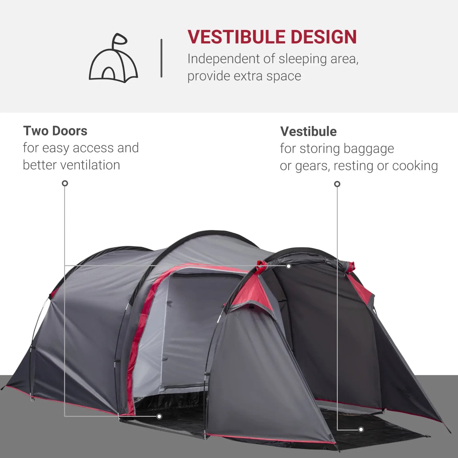 2 to 3 Person Dome Camping Tent with Screened Porch Waterproof Family Shelter - Home and Garden Furniture Shop - rustic - furniture