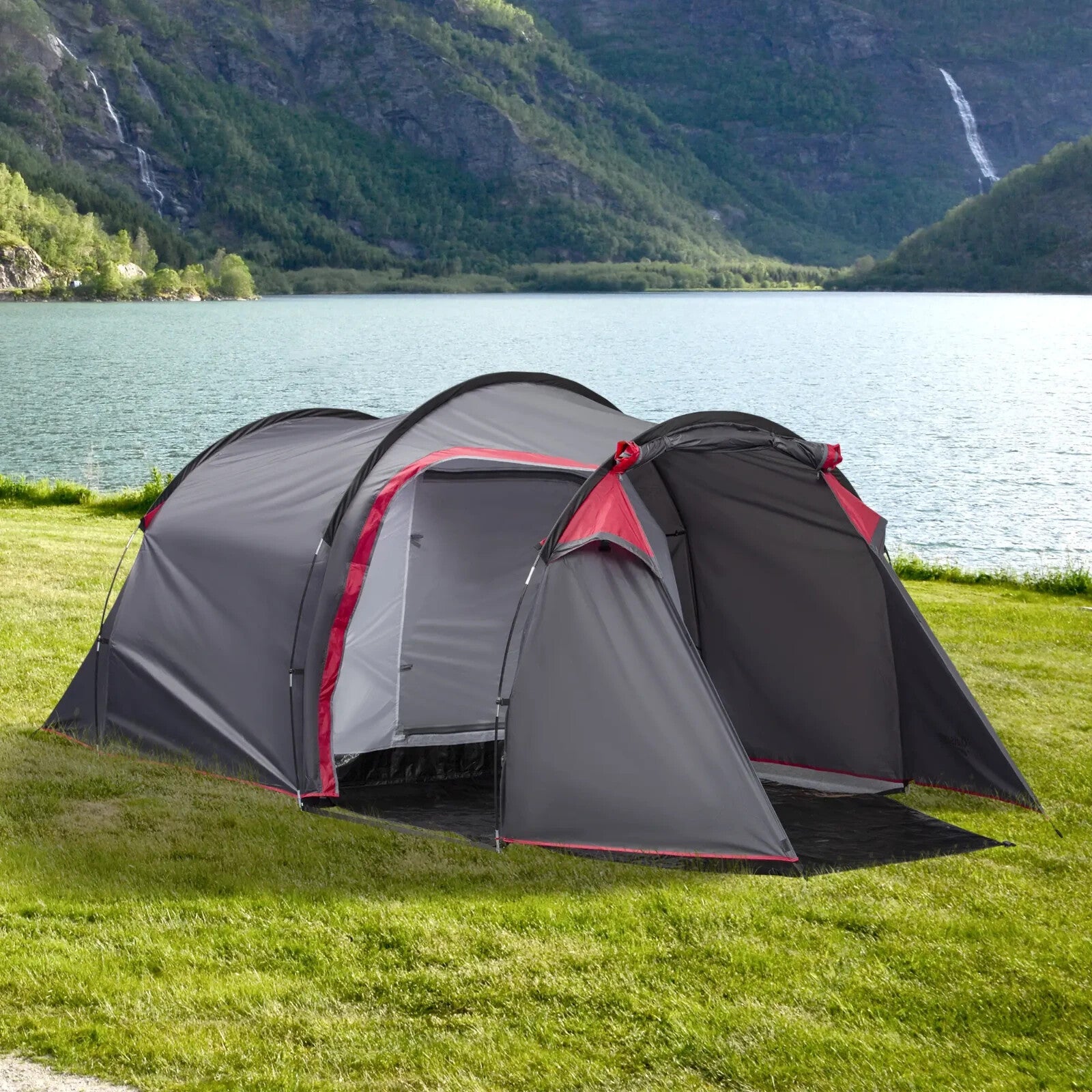 2 to 3 Person Dome Camping Tent with Screened Porch Waterproof Family Shelter - Home and Garden Furniture Shop - rustic - furniture