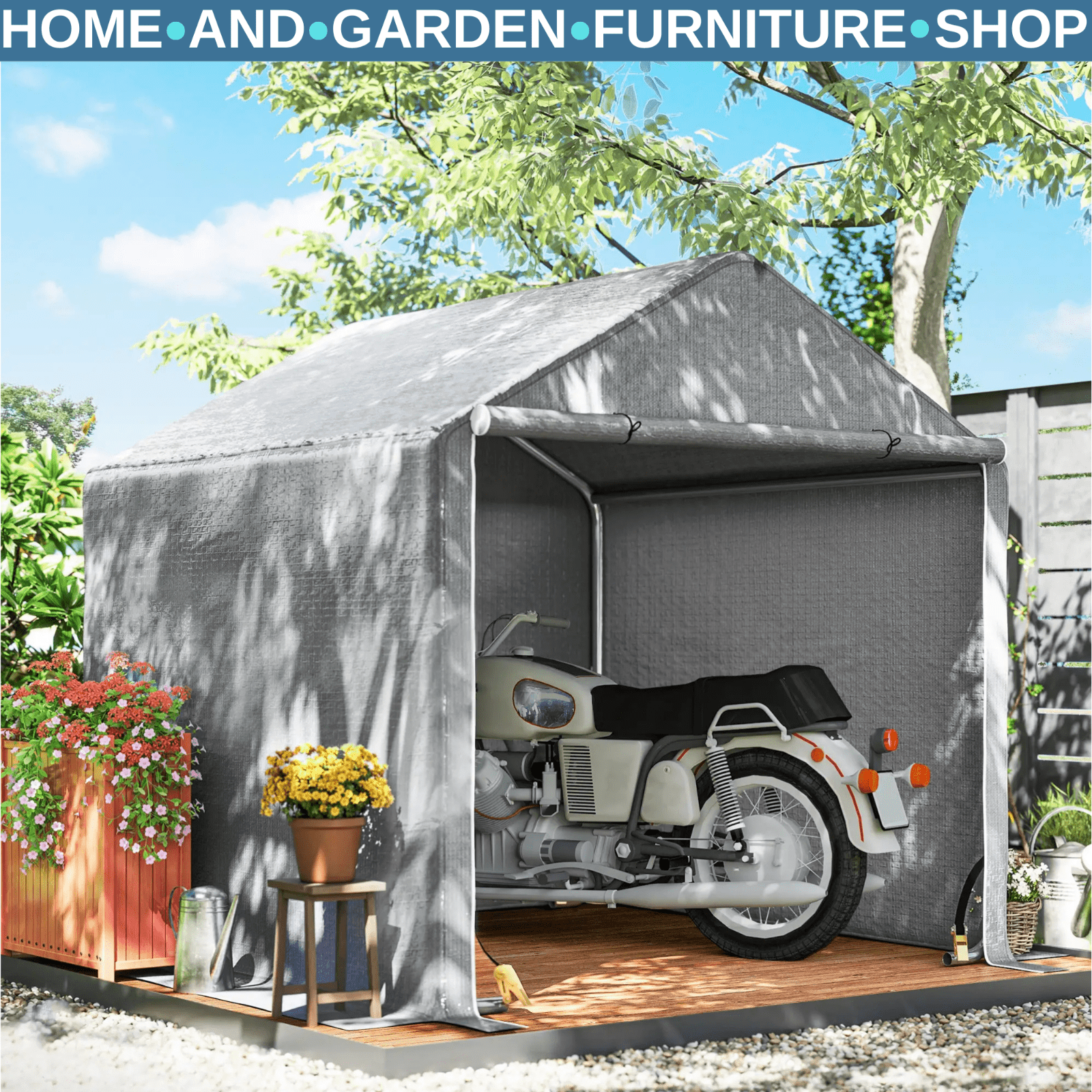 2 x 2 x 2 m Garden Shed Tent Outdoor Storage for Bike Tools w/ Galvanised Frame - Home and Garden Furniture Shop - rustic - furniture