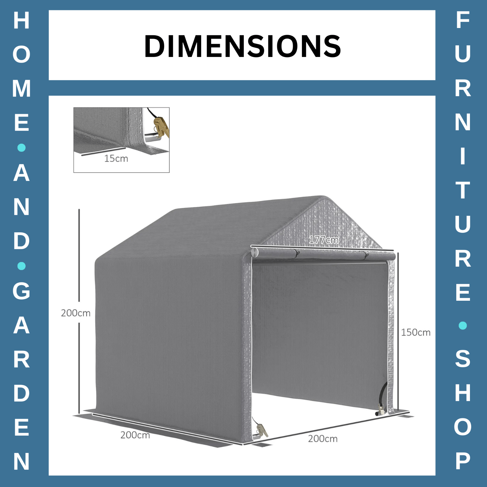 2 x 2 x 2 m Garden Shed Tent Outdoor Storage for Bike Tools w/ Galvanised Frame - Home and Garden Furniture Shop - rustic - furniture