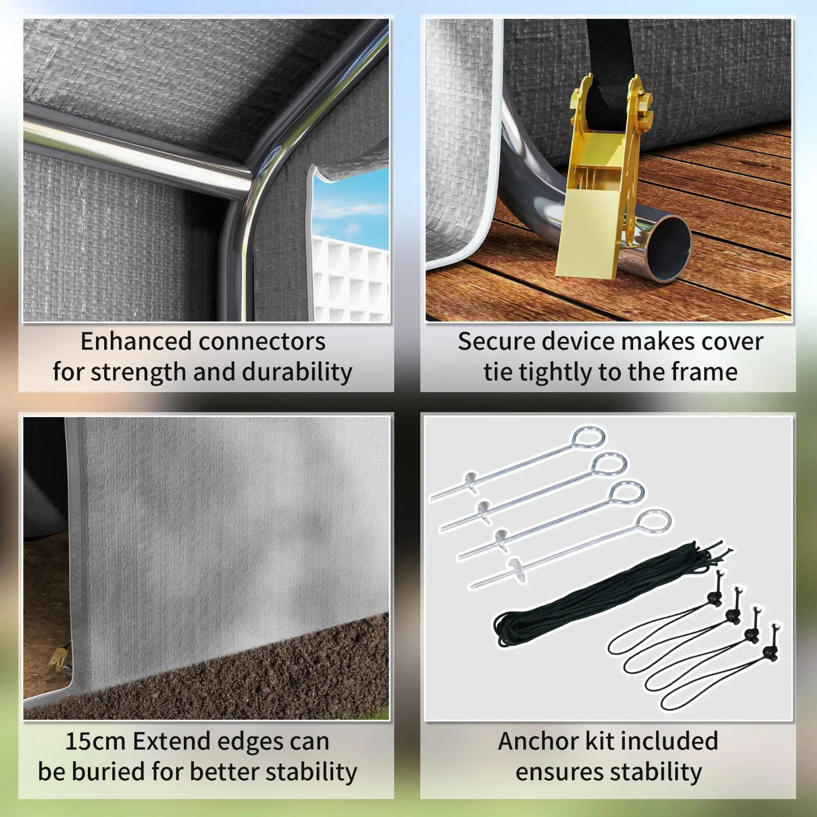 2 x 2 x 2 m Garden Shed Tent Outdoor Storage for Bike Tools w/ Galvanised Frame - Home and Garden Furniture Shop - rustic - furniture