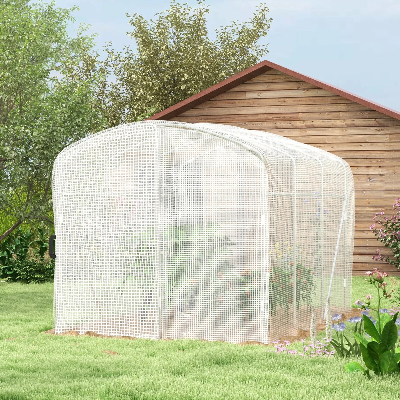 2 x 2 x 2m Walk In Polytunnel Greenhouse with Cover & Steel Frame - Grow House - Home and Garden Furniture Shop - rustic - furniture
