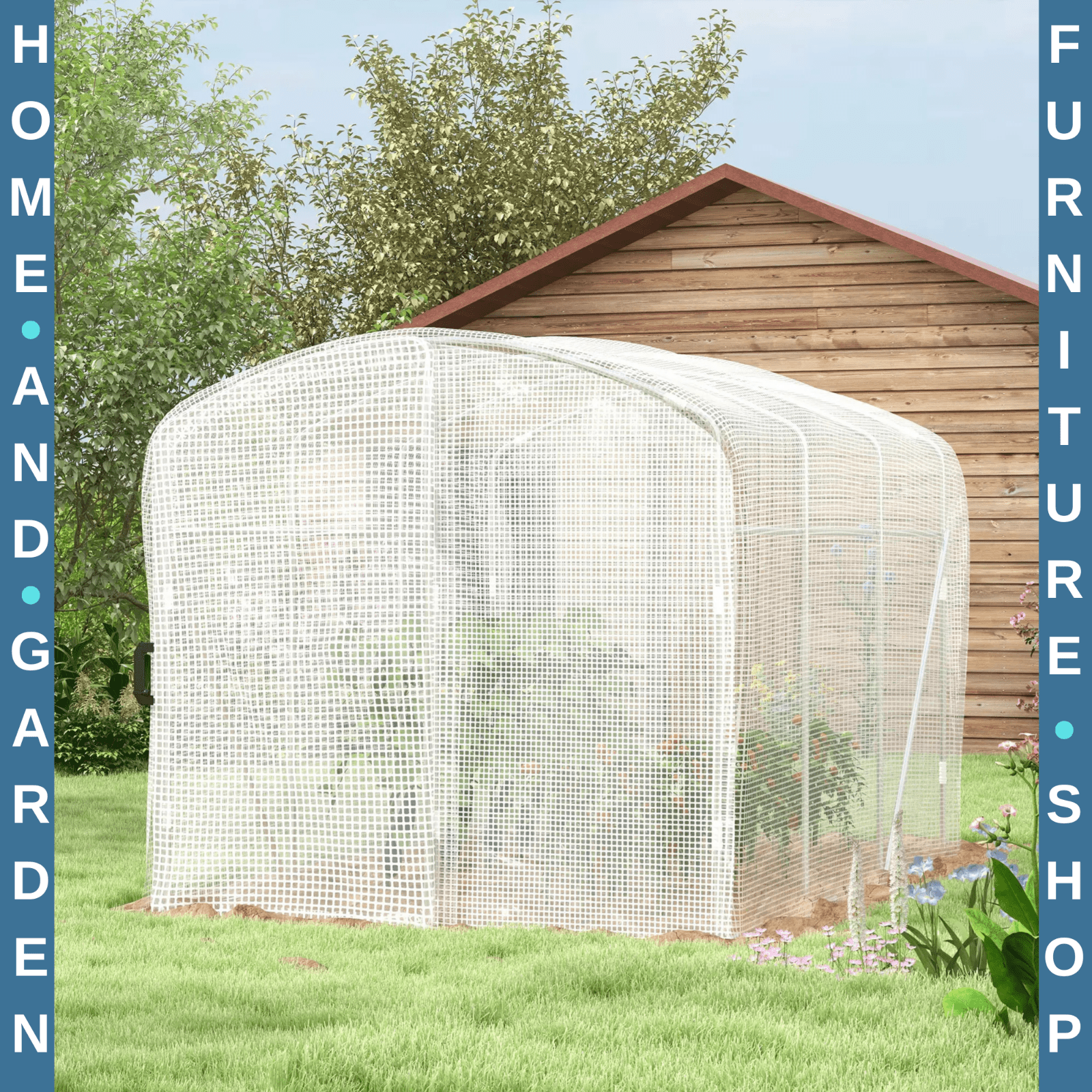 2 x 2 x 2m Walk In Polytunnel Greenhouse with Cover & Steel Frame - Grow House - Home and Garden Furniture Shop - rustic - furniture
