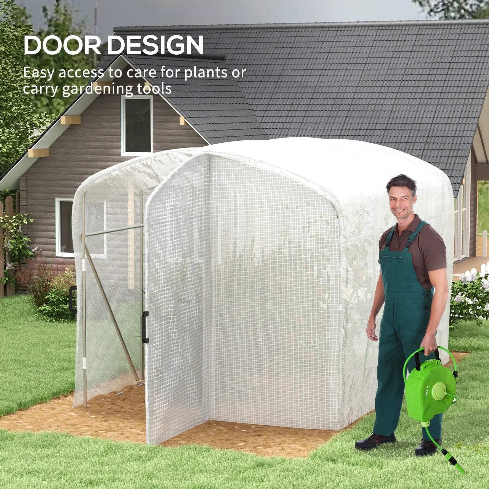 2 x 2 x 2m Walk In Polytunnel Greenhouse with Cover & Steel Frame - Grow House - Home and Garden Furniture Shop - rustic - furniture