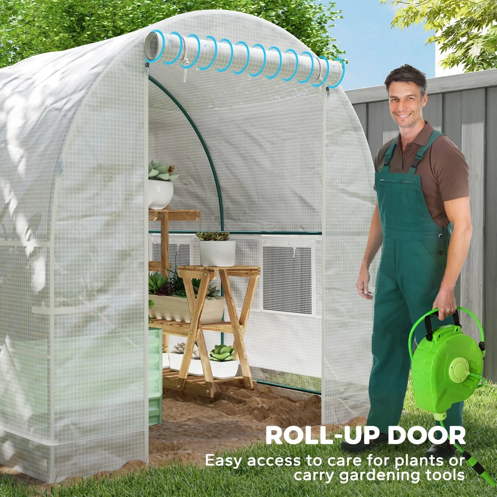 2 x 2.5m Walk In Polytunnel Greenhouse with Windows Roll Up Door Steel Frame - Home and Garden Furniture Shop - rustic - furniture