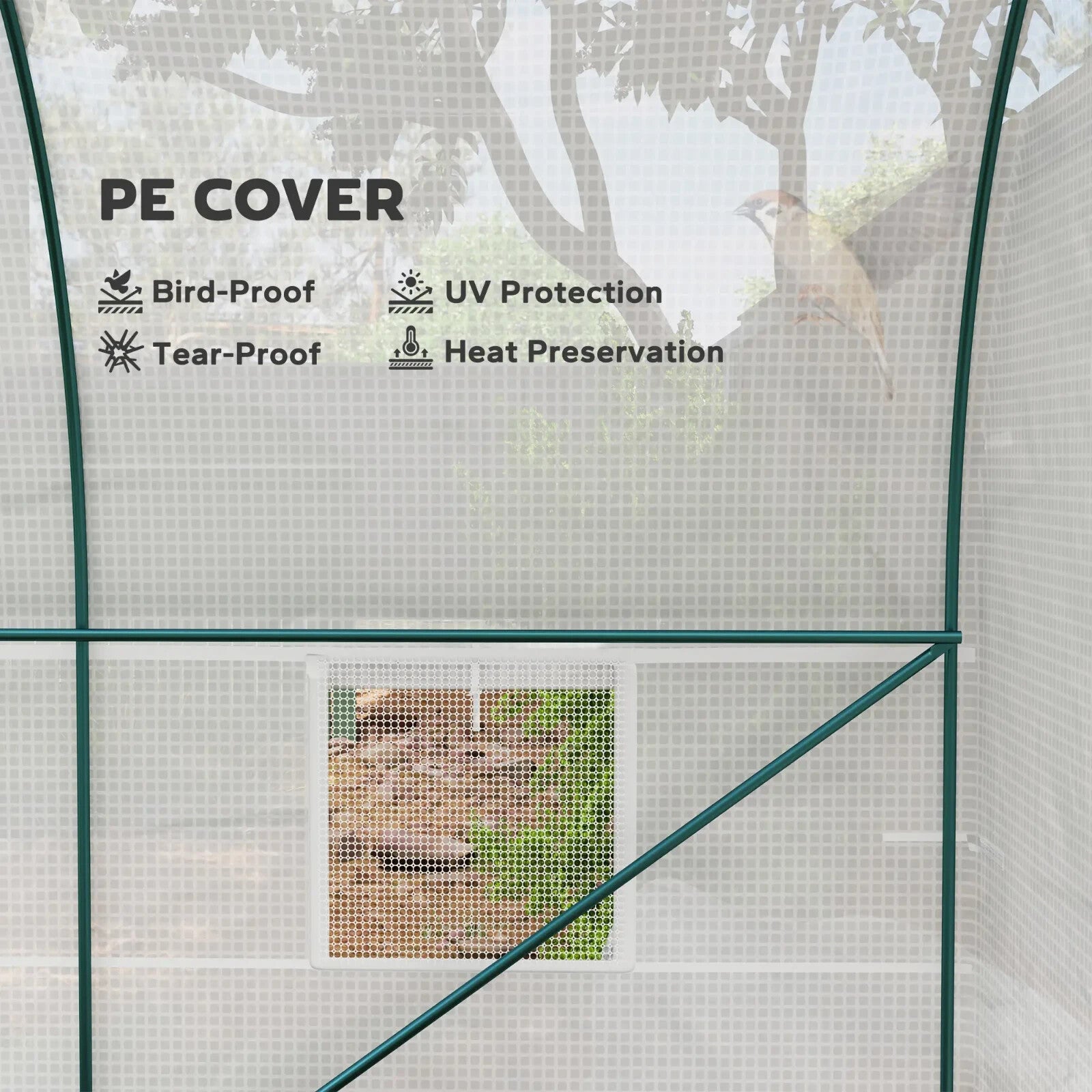 2 x 2.5m Walk In Polytunnel Greenhouse with Windows Roll Up Door Steel Frame - Home and Garden Furniture Shop - rustic - furniture
