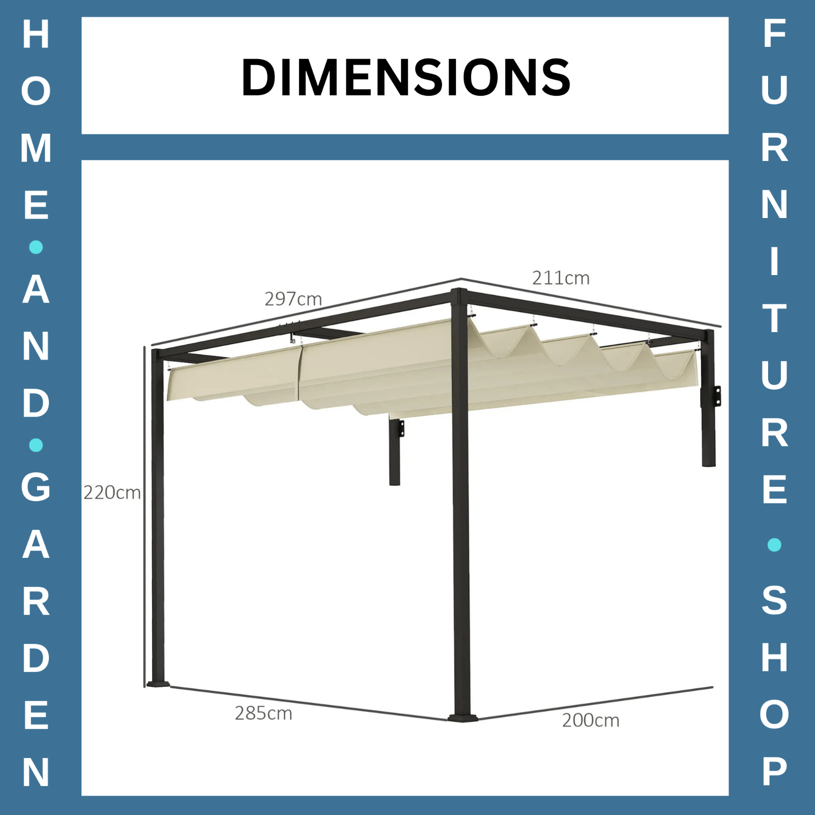 2 x 3 m Lean To Metal Pergola with Retractable Roof for Garden Patio or BBQ Area - Home and Garden Furniture Shop - rustic - furniture