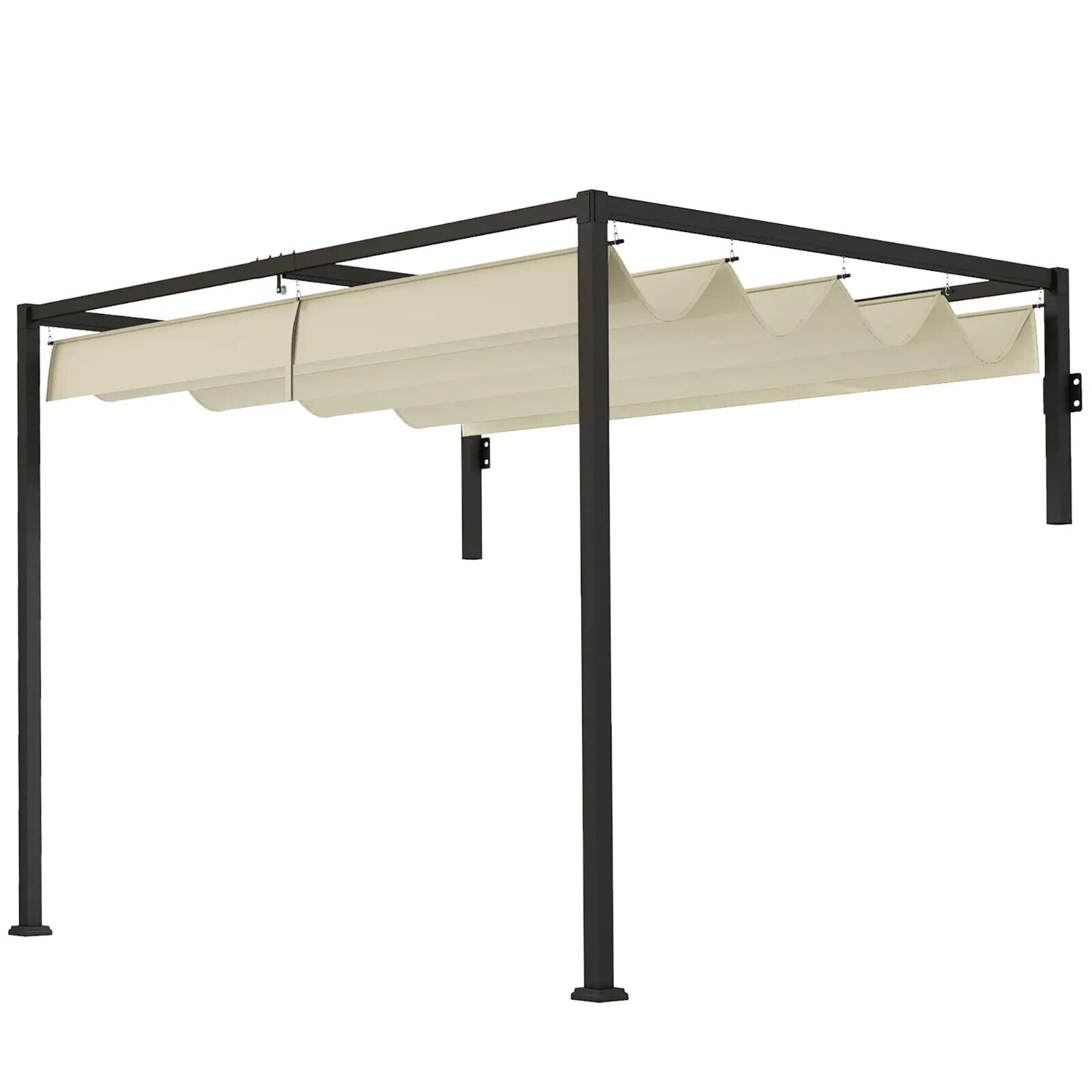2 x 3 m Lean To Metal Pergola with Retractable Roof for Garden Patio or BBQ Area - Home and Garden Furniture Shop - rustic - furniture