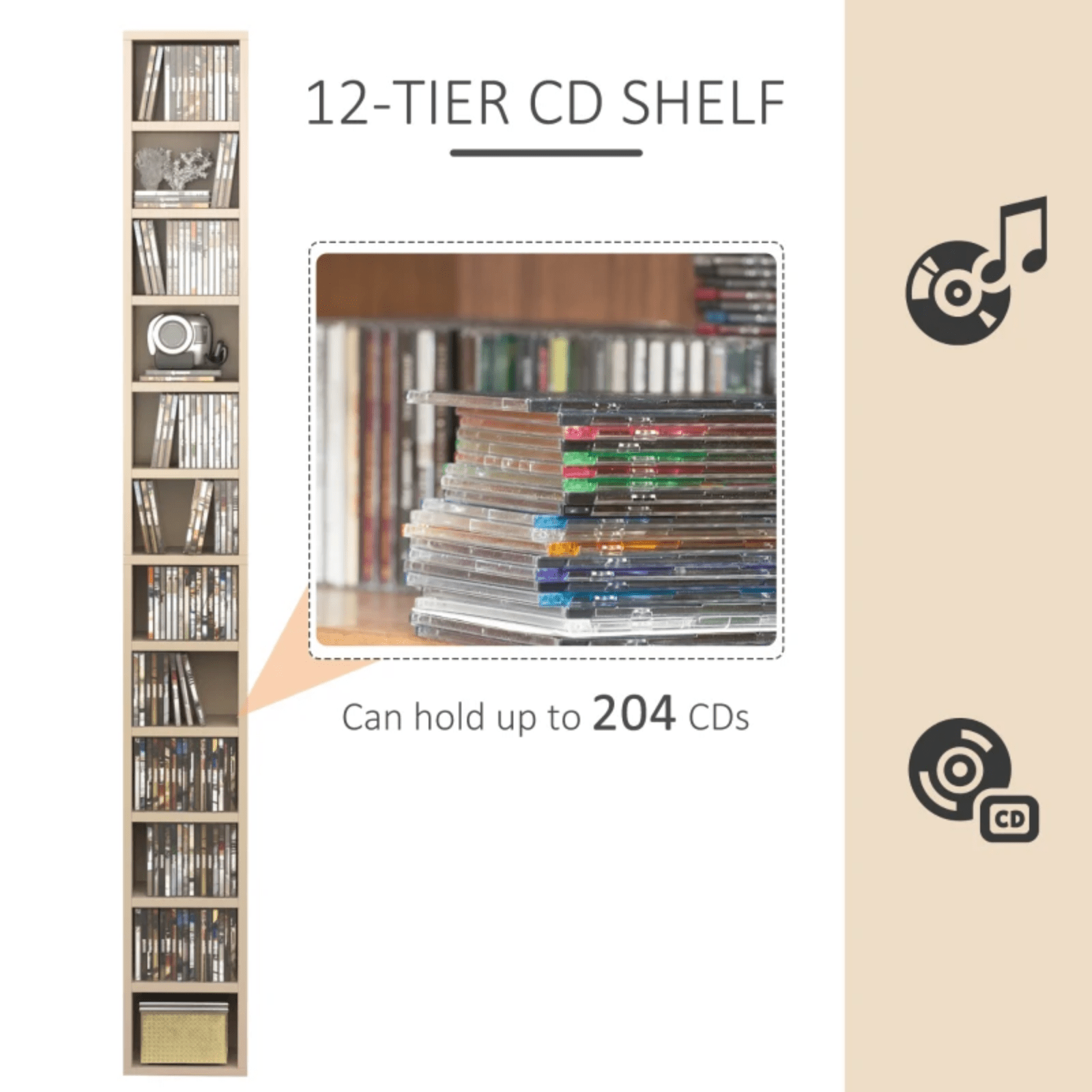 204 CD Storage Unit DVD Storage Tower for Living Room Media Shelving Home Office - Home and Garden Furniture Shop - rustic - furniture