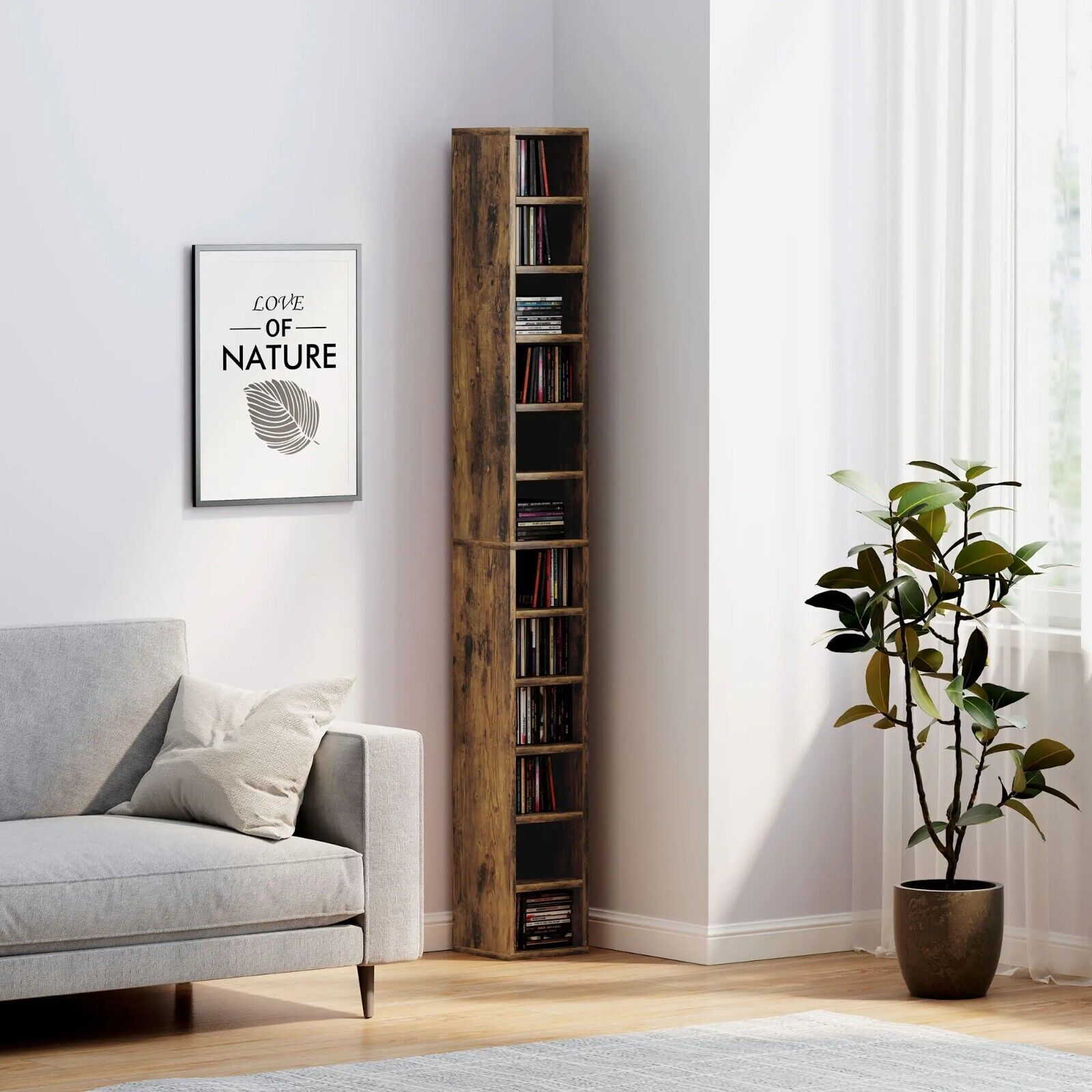 204 CD Storage Unit DVD Storage Tower for Living Room Media Shelving Home Office - Home and Garden Furniture Shop - rustic - furniture