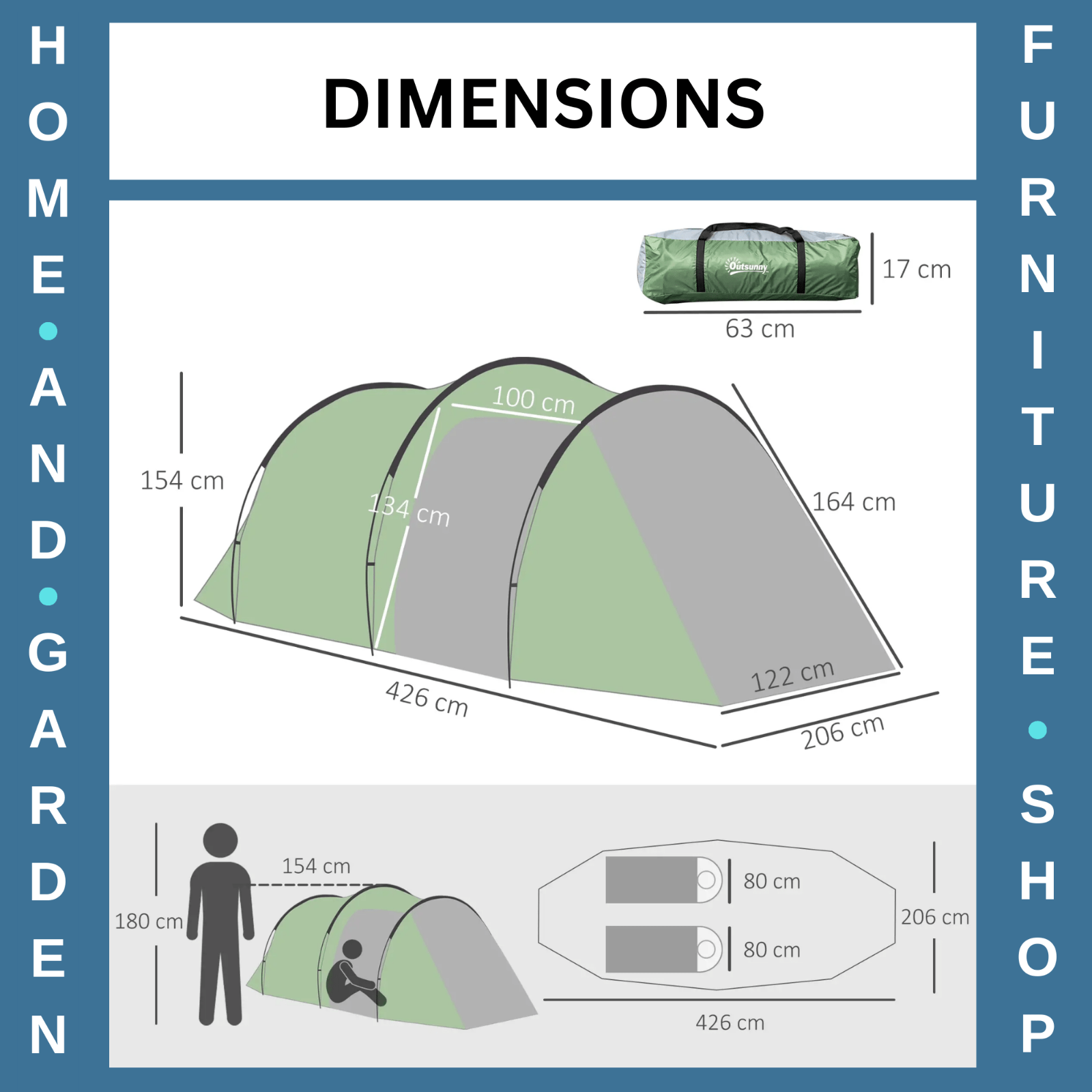 2–3 Person Tunnel Camping Tent, Groundsheet Rainfly Air Vents Waterproof Shelter - Home and Garden Furniture Shop - rustic - furniture
