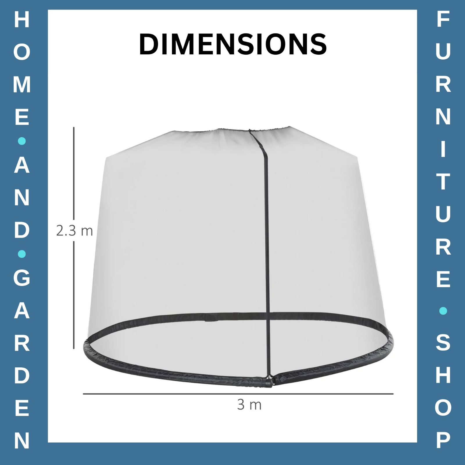 2.3m Garden Parasol Table Net Cover Screen Bug Netting Cover with Plastic Frame - Home and Garden Furniture Shop - rustic - furniture