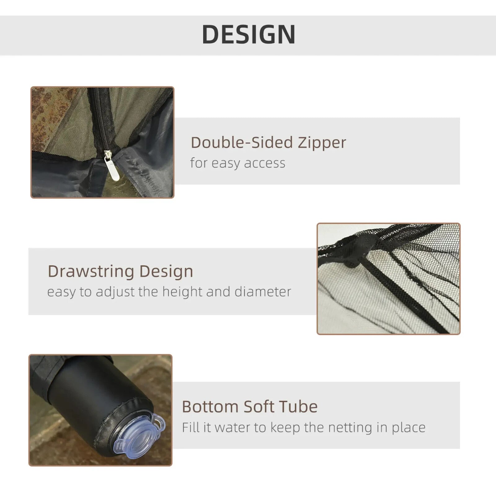 2.3m Garden Parasol Table Net Cover Screen Bug Netting Cover with Plastic Frame - Home and Garden Furniture Shop - rustic - furniture