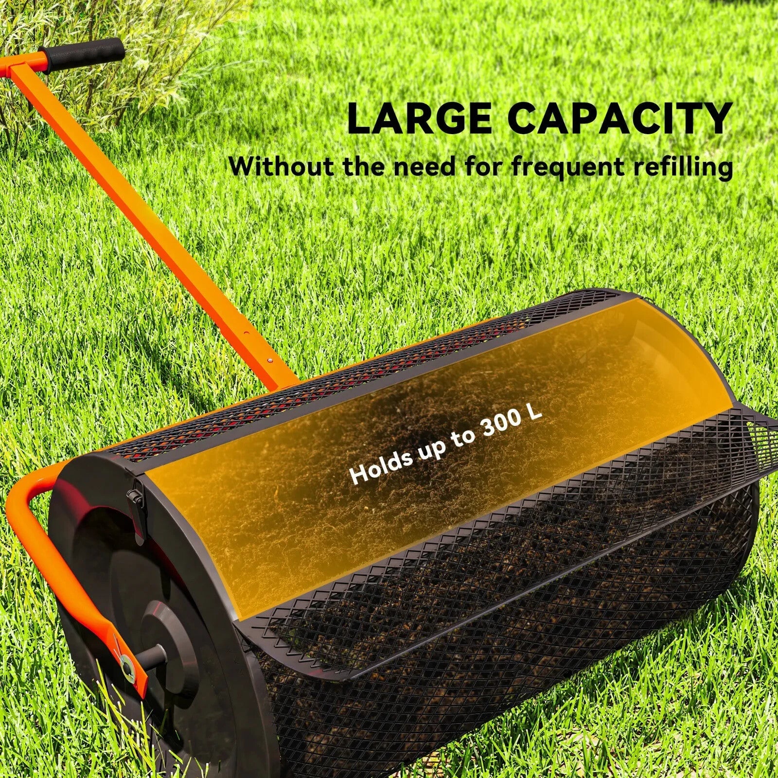 24" Compost Peat Moss Spreader with Adjustable Handle & Metal Mesh Basket Garden - Home and Garden Furniture Shop - rustic - furniture