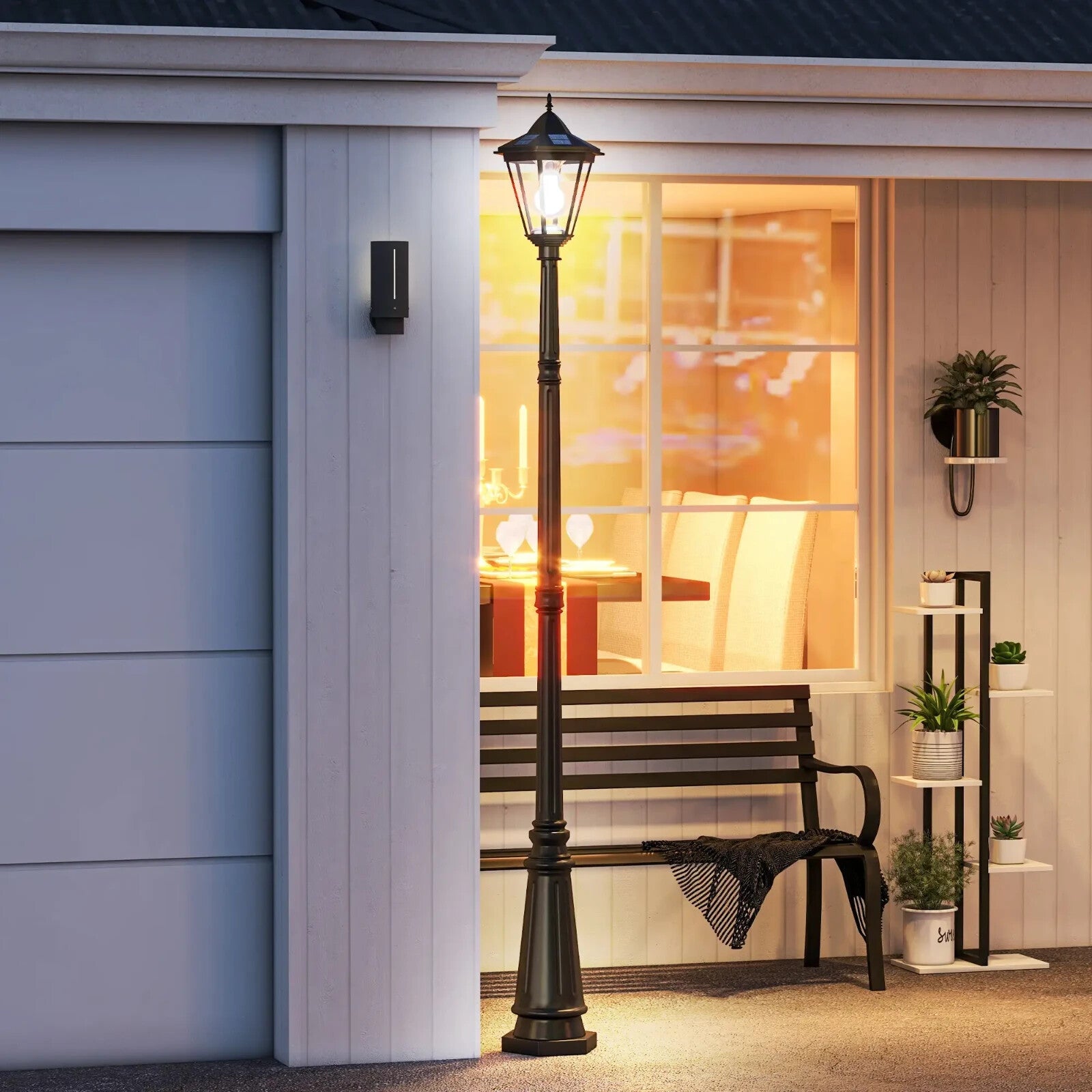 2.4m Solar Garden Lamp Post with LED Light PIR Motion Sensor and Aluminium Frame - Home and Garden Furniture Shop - rustic - furniture
